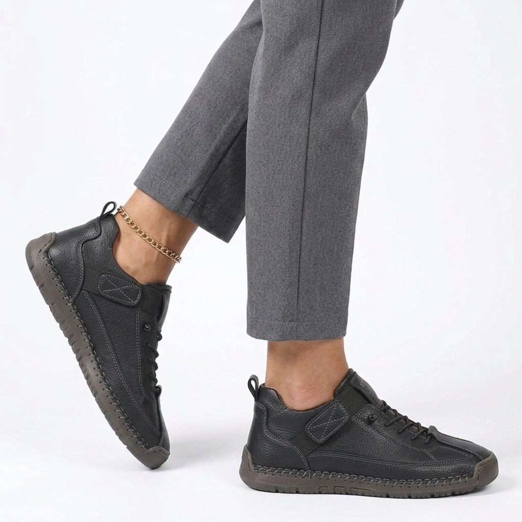 Women's comfort sneakers — laces and topstitching — casual style