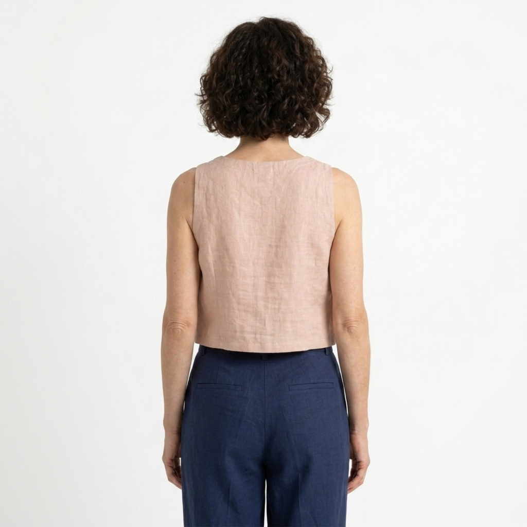 Reversible crop top tank — 100% pure linen — minimalist style — summer