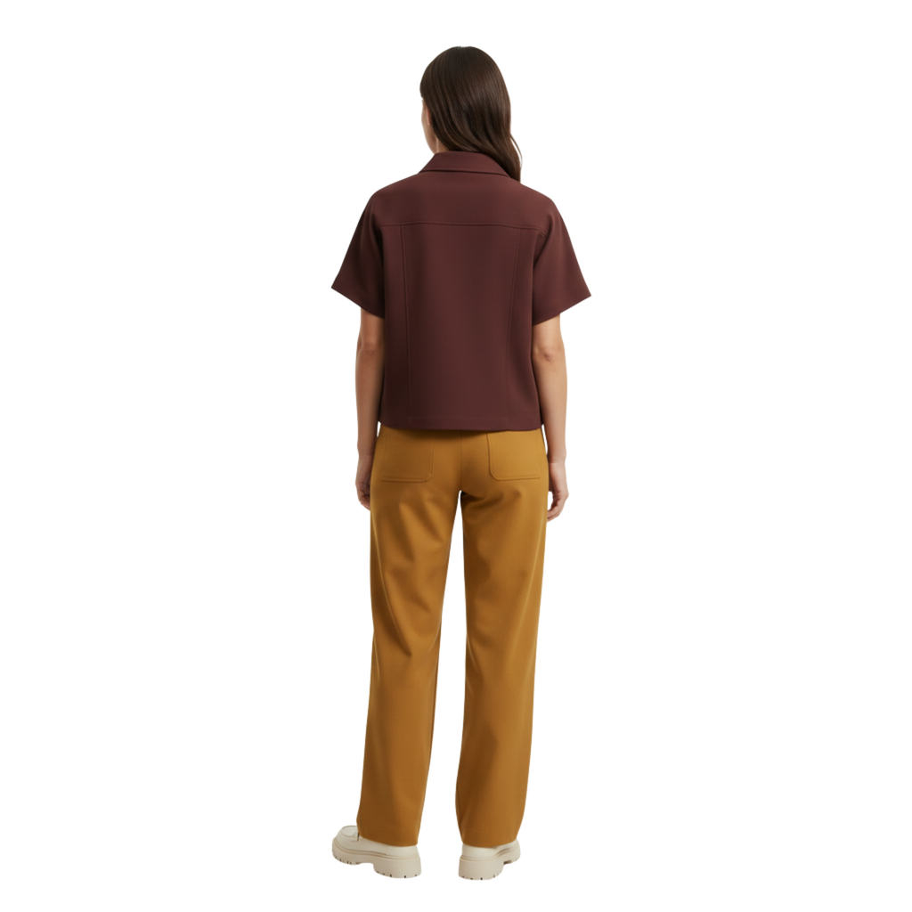 Short Polyester Jacket with Short Sleeves and Zipper for Women