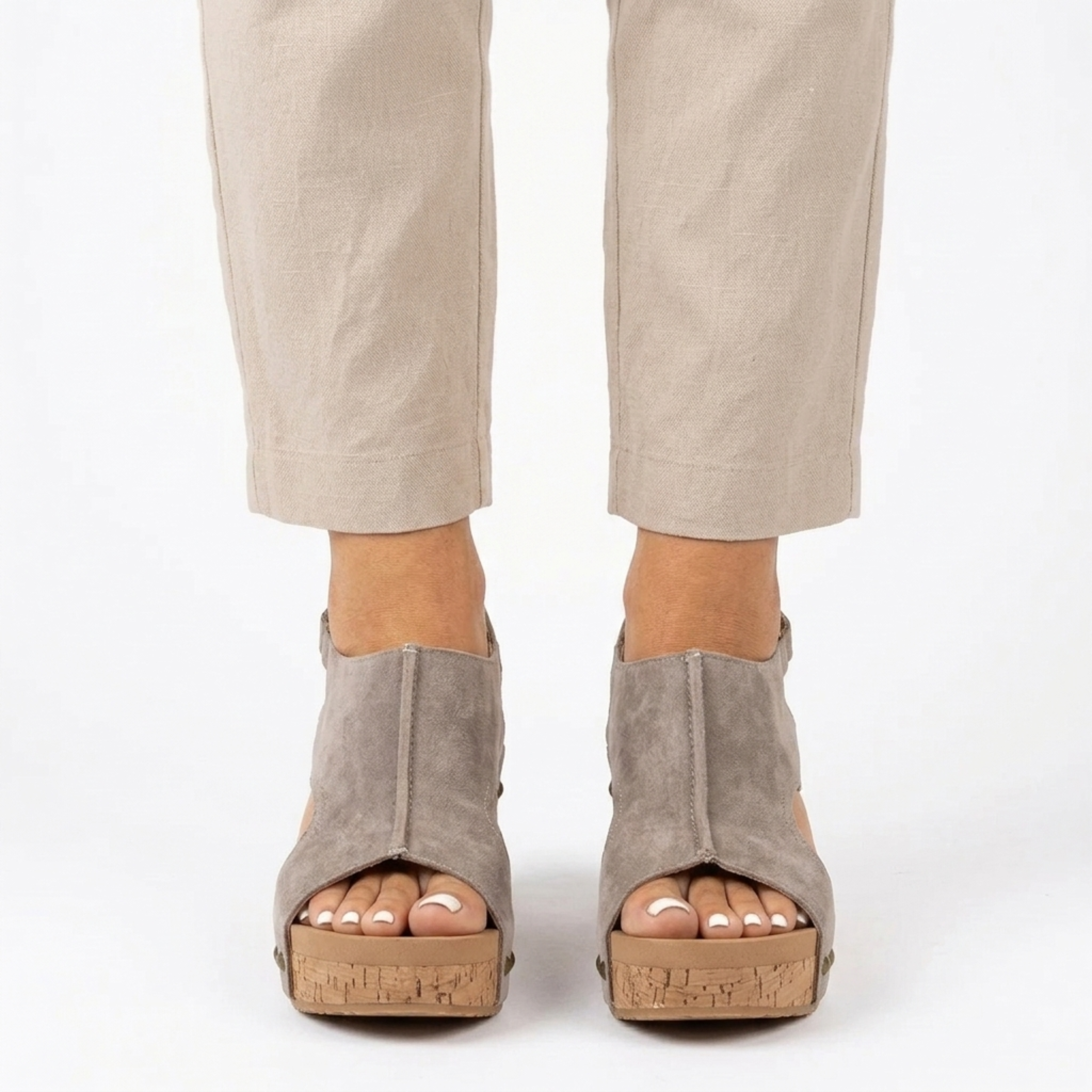 Women's platform sandals — adjustable strap and studs — casual