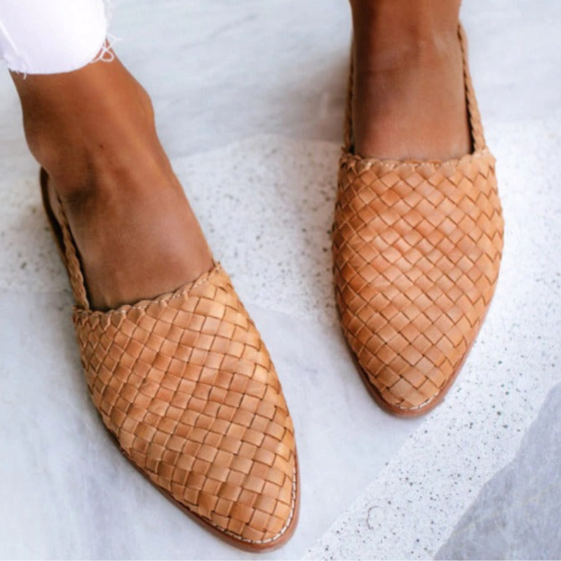 Woven open-toe women's sandals - flat buckle sandals - everyday use