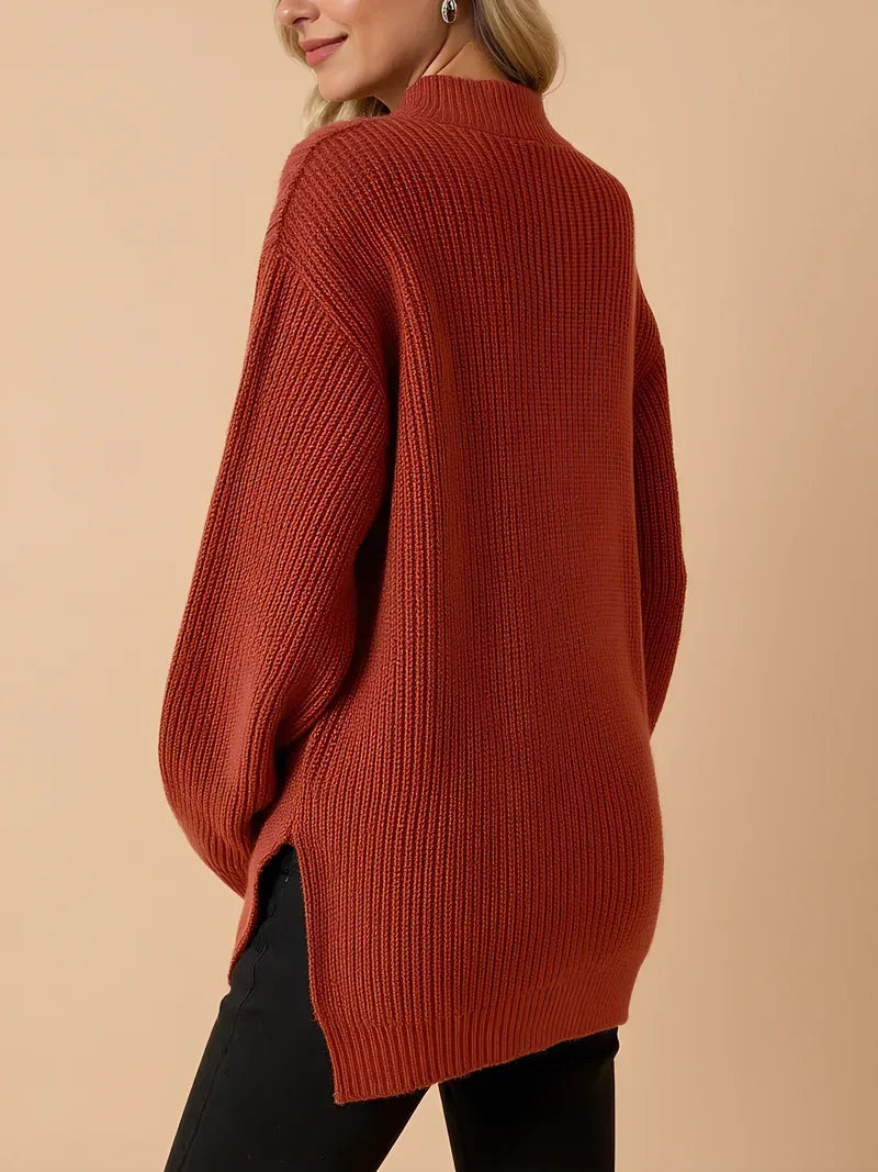 Zipped Maternity Sweater with High Collar