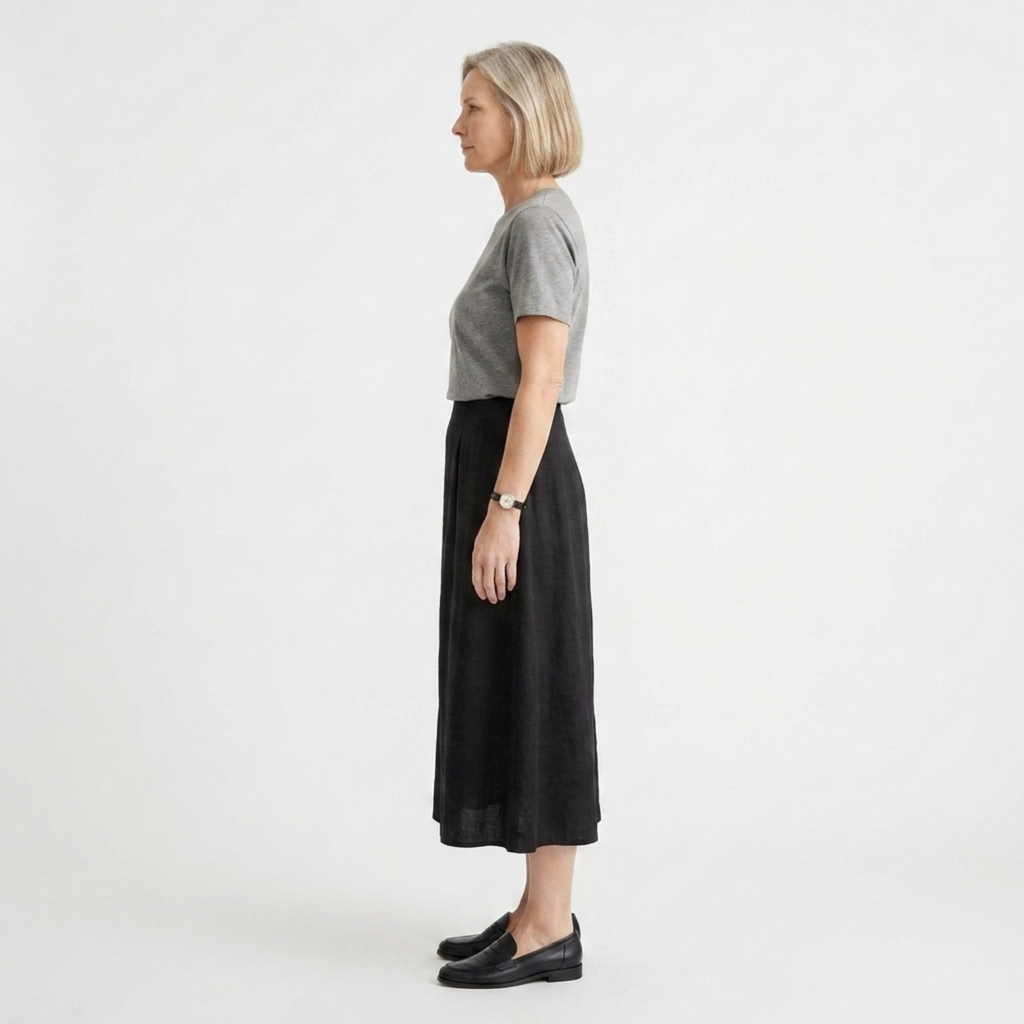 Long satin maxi skirt — high waist straight cut — evening wear