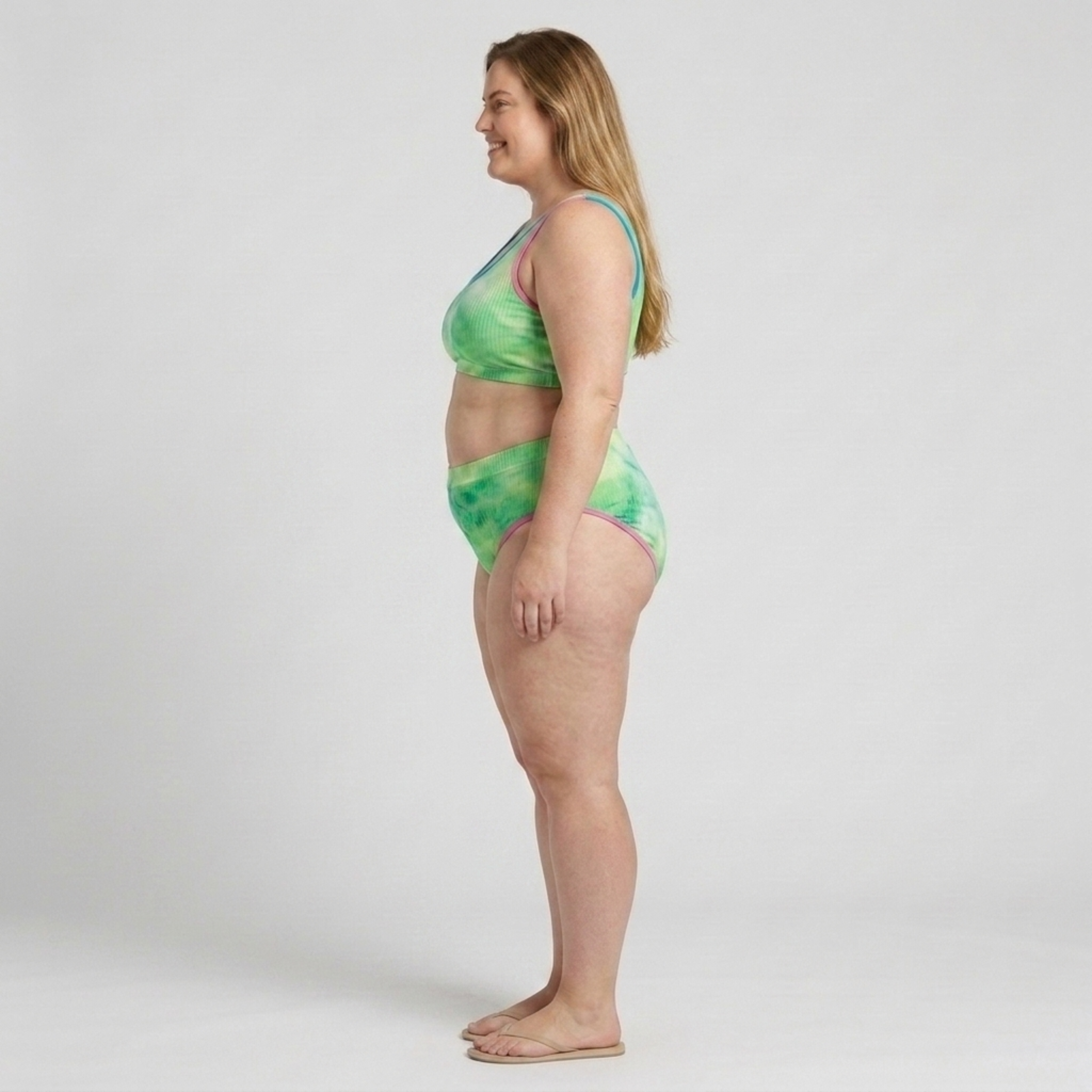 Plus Size Two-Piece Bikini for Women with High Waist Tie-Dye Effect