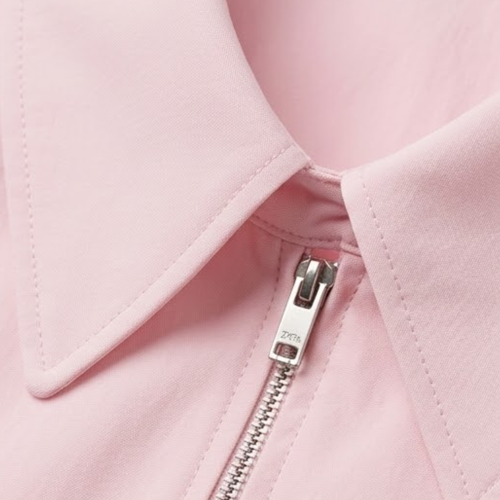 Short Jacket with Lapel Collar and Zipper Closure, Loose Fit for Women