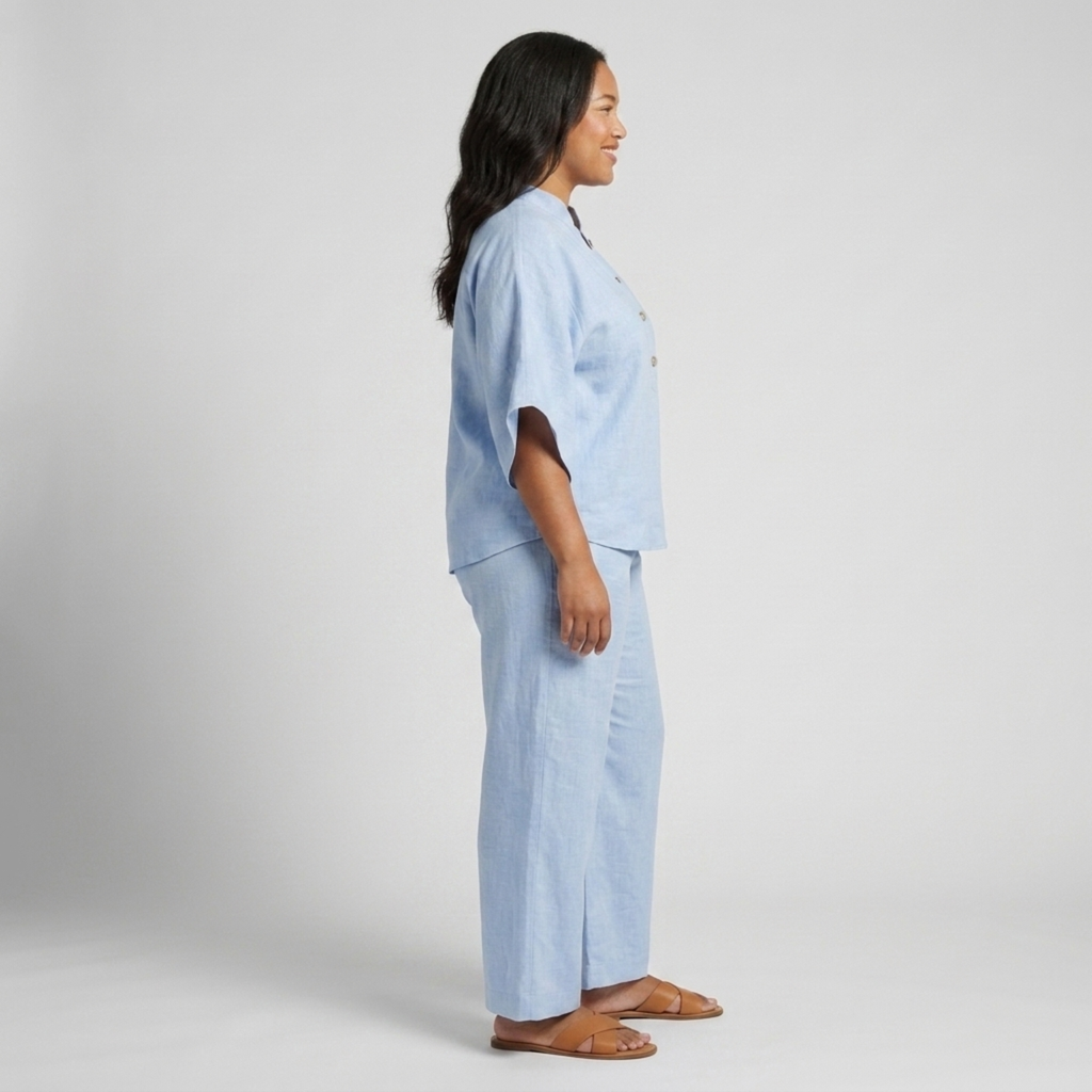 Plus size linen two-piece set for women