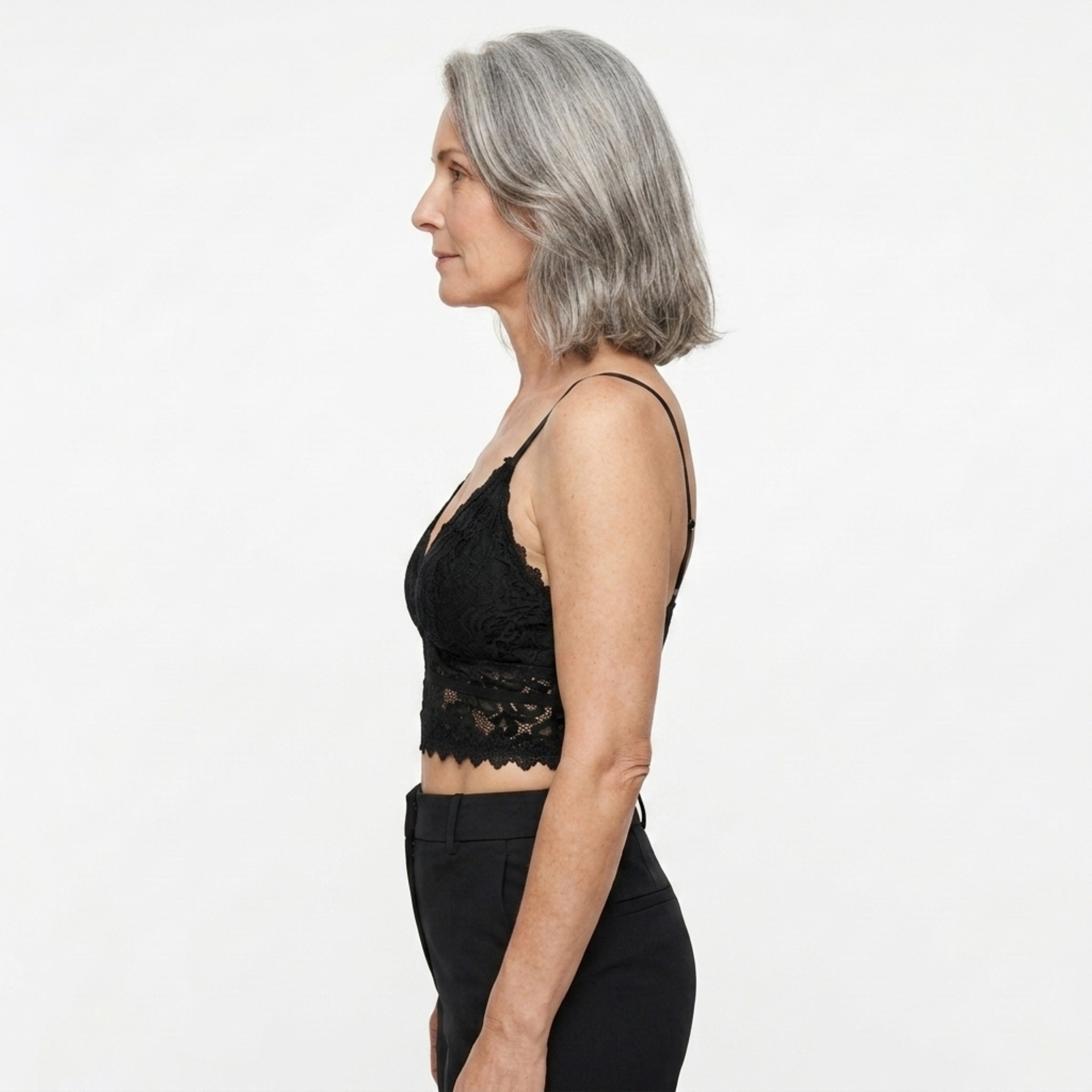Short lace crop top for women — V-neck — chic look