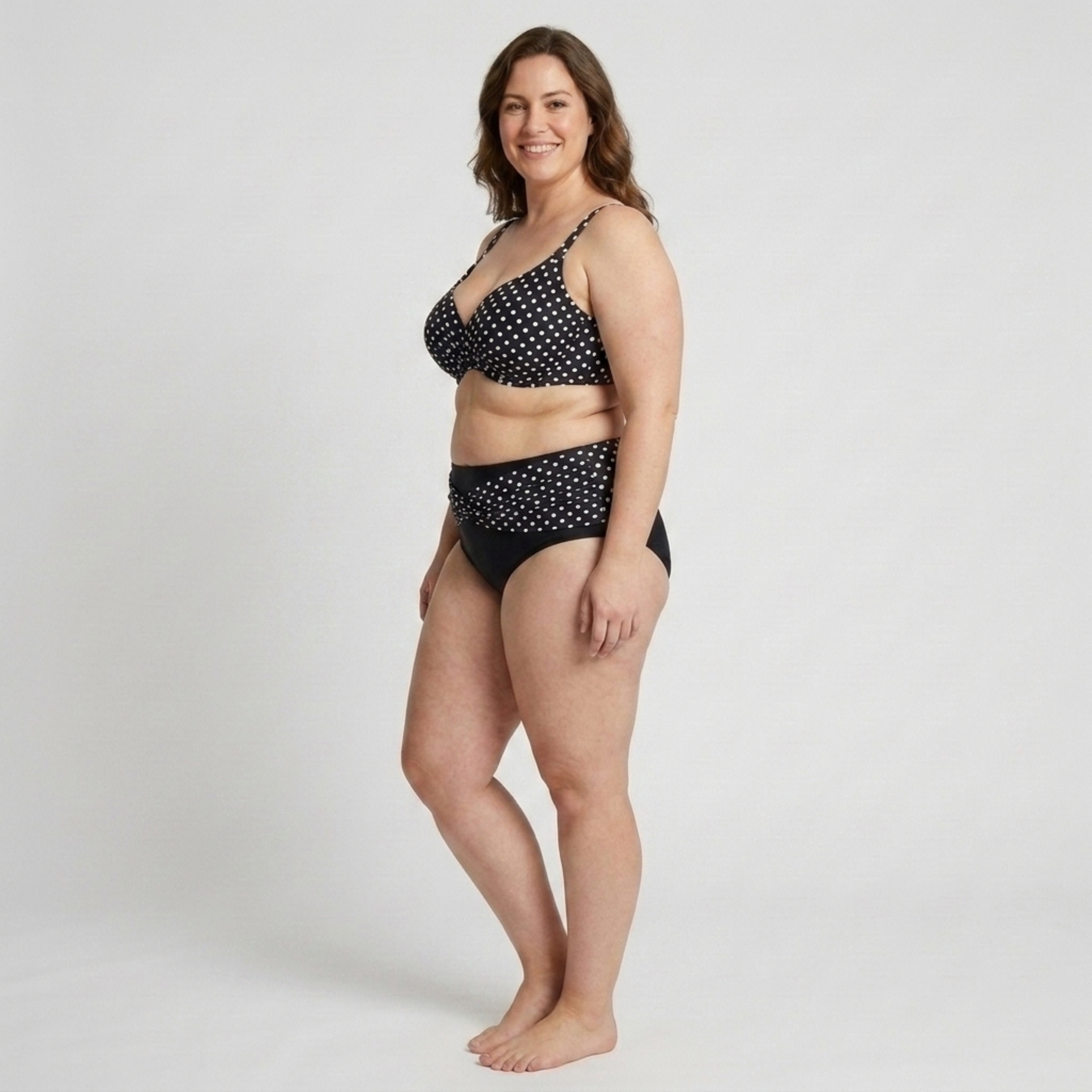 Plus Size Two-Piece Swimsuit for Women High-Waisted Polka Dot Bikini