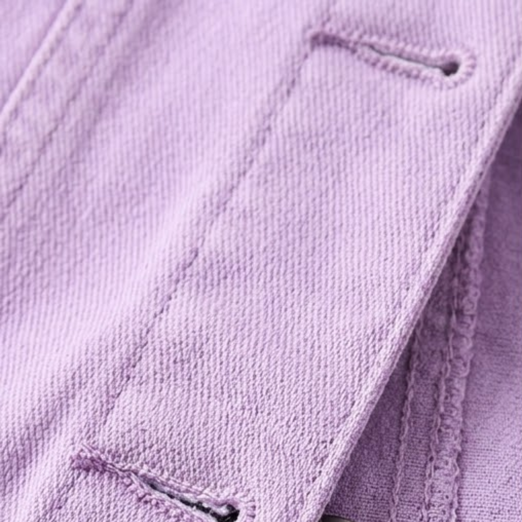 Short Denim Jacket with Buttons and Chest Pockets for Women