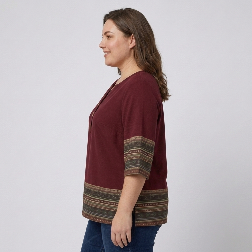 Plus size V-neck blouse for women