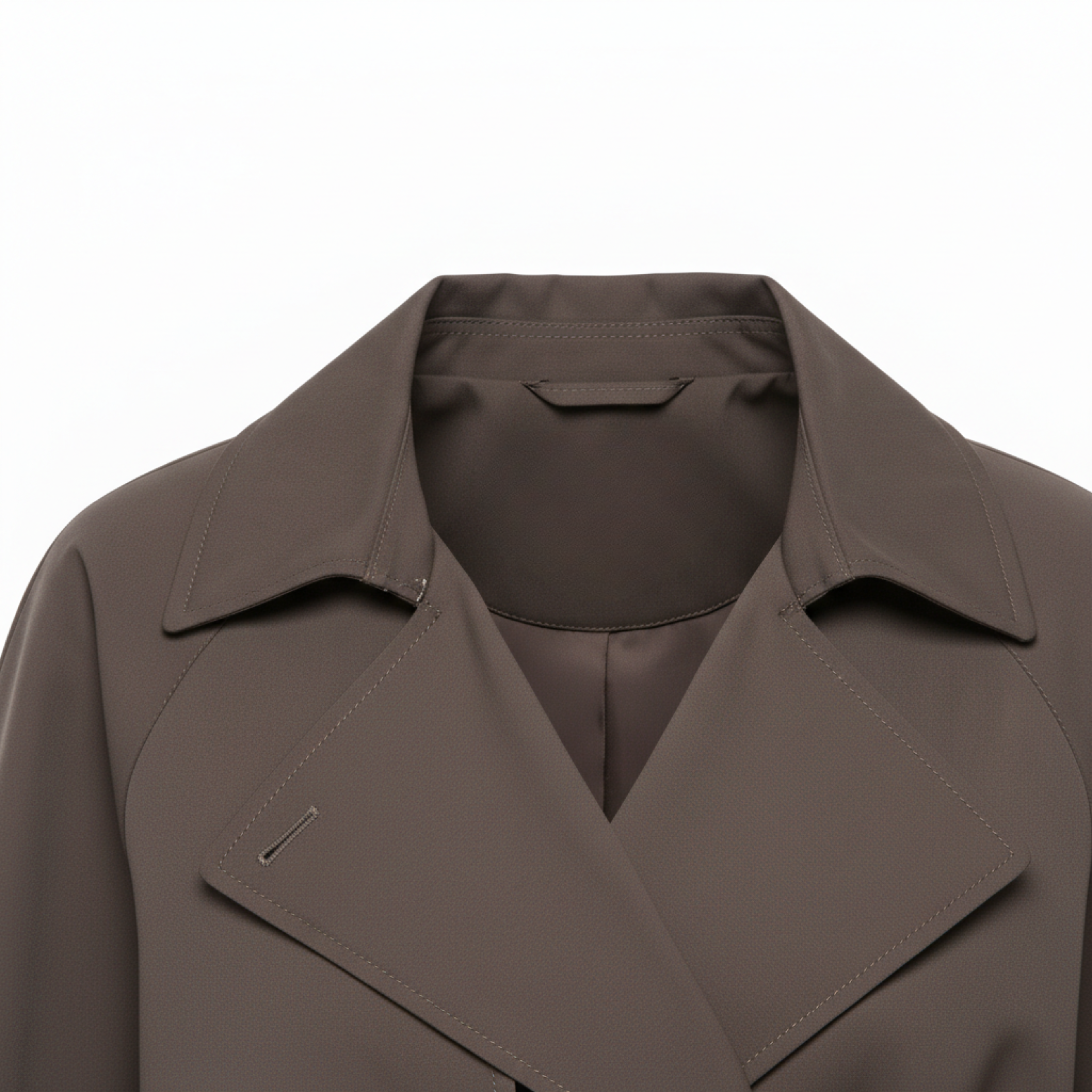 Short Polyester Trench Coat with Belt and Notched Collar for Women