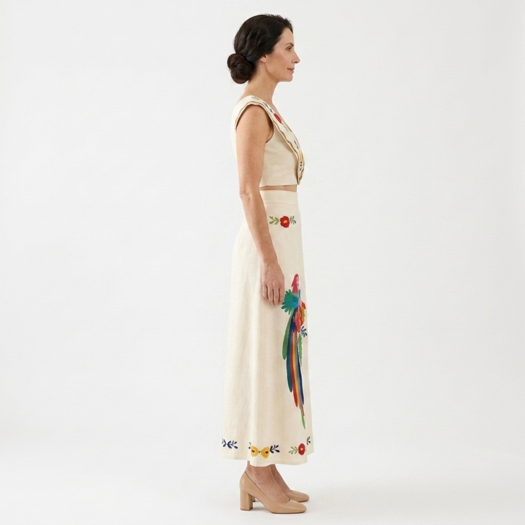 Crop top and long skirt set — tropical print — summer vacation