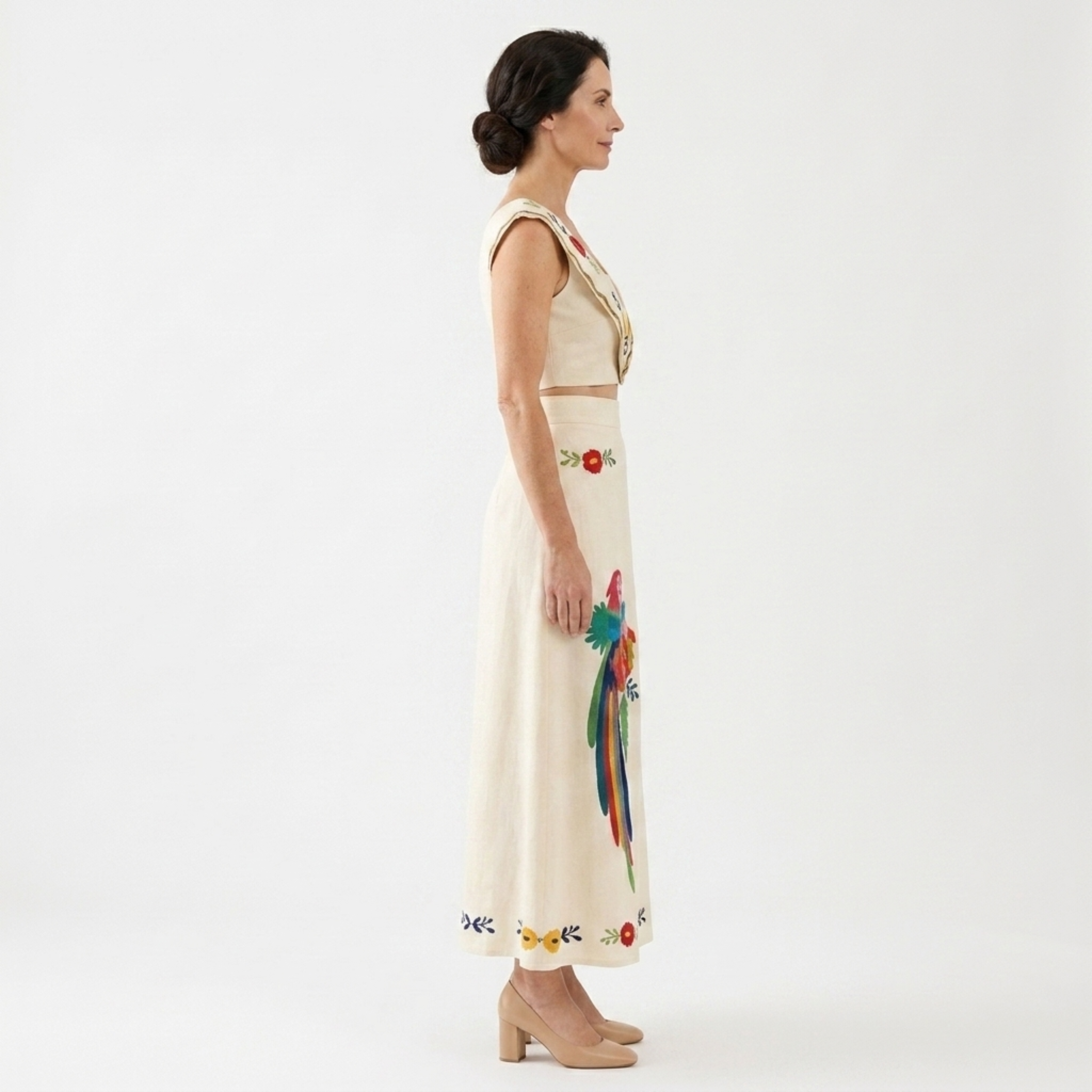 Crop top and long skirt set — tropical print — summer vacation