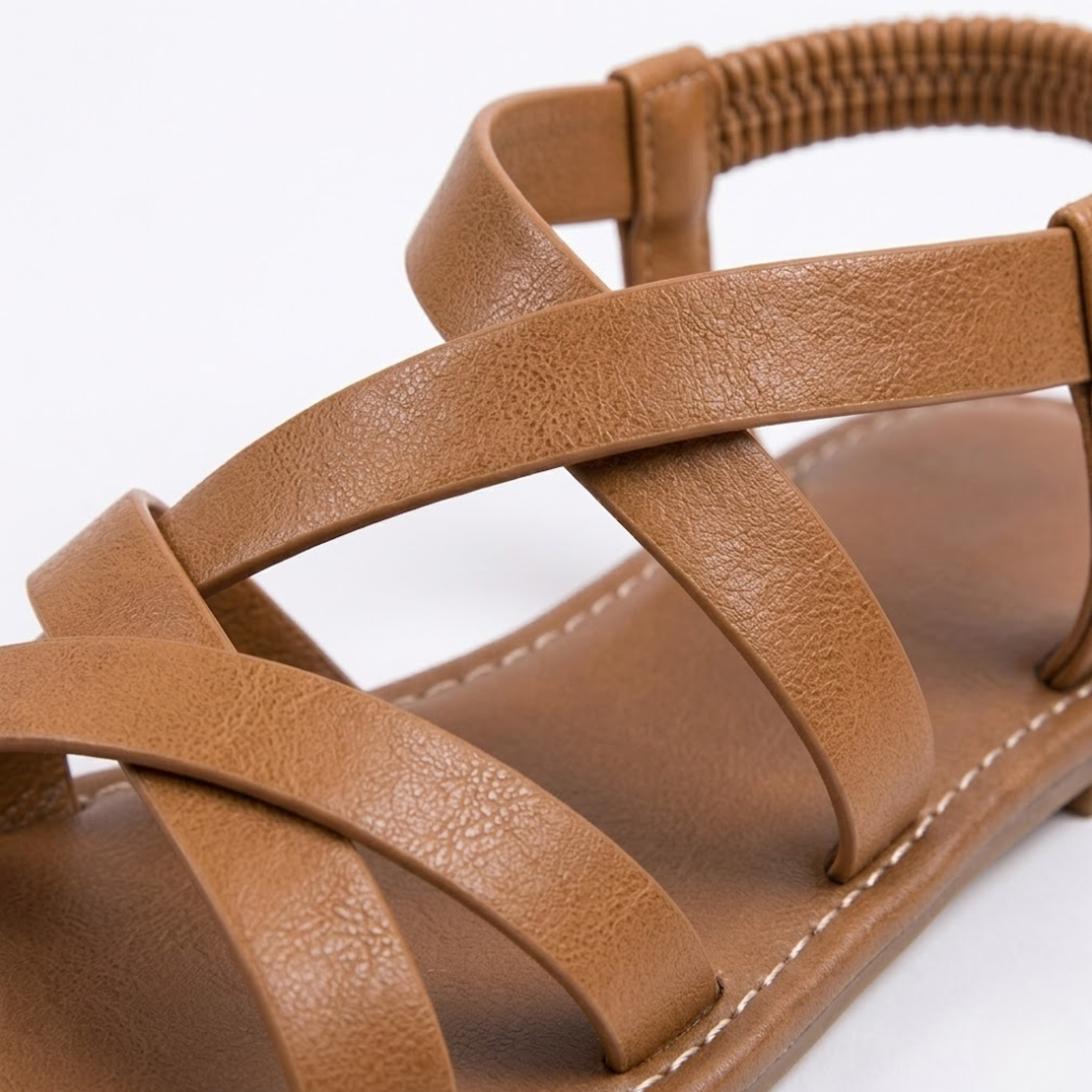 Flat Sandals with Crisscross Straps and Ankle Buckle for Women