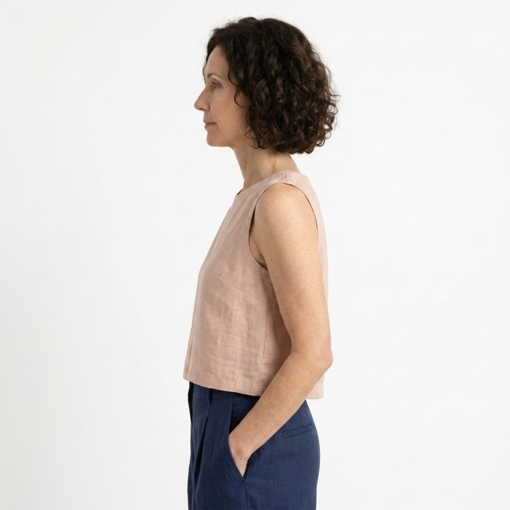 Reversible crop top tank — 100% pure linen — minimalist style — summer