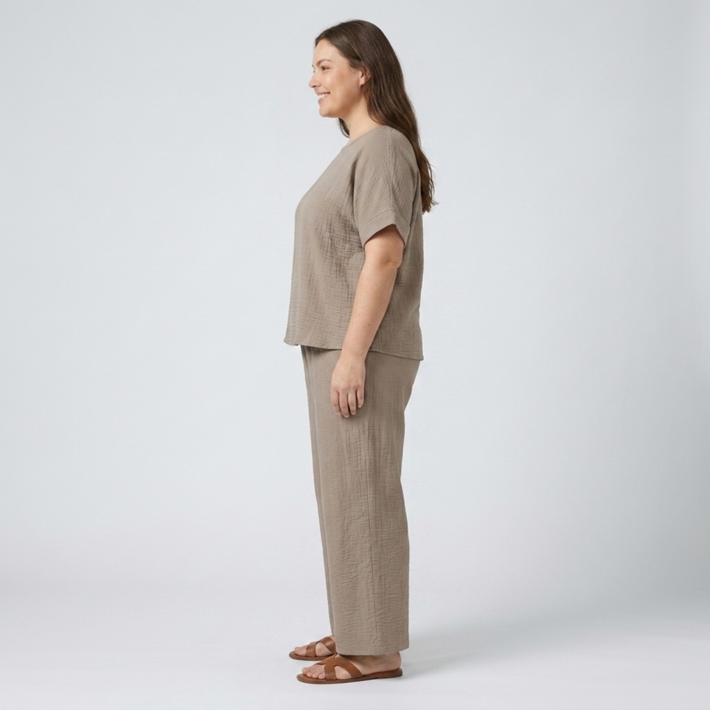 Casual plus size pants set for women