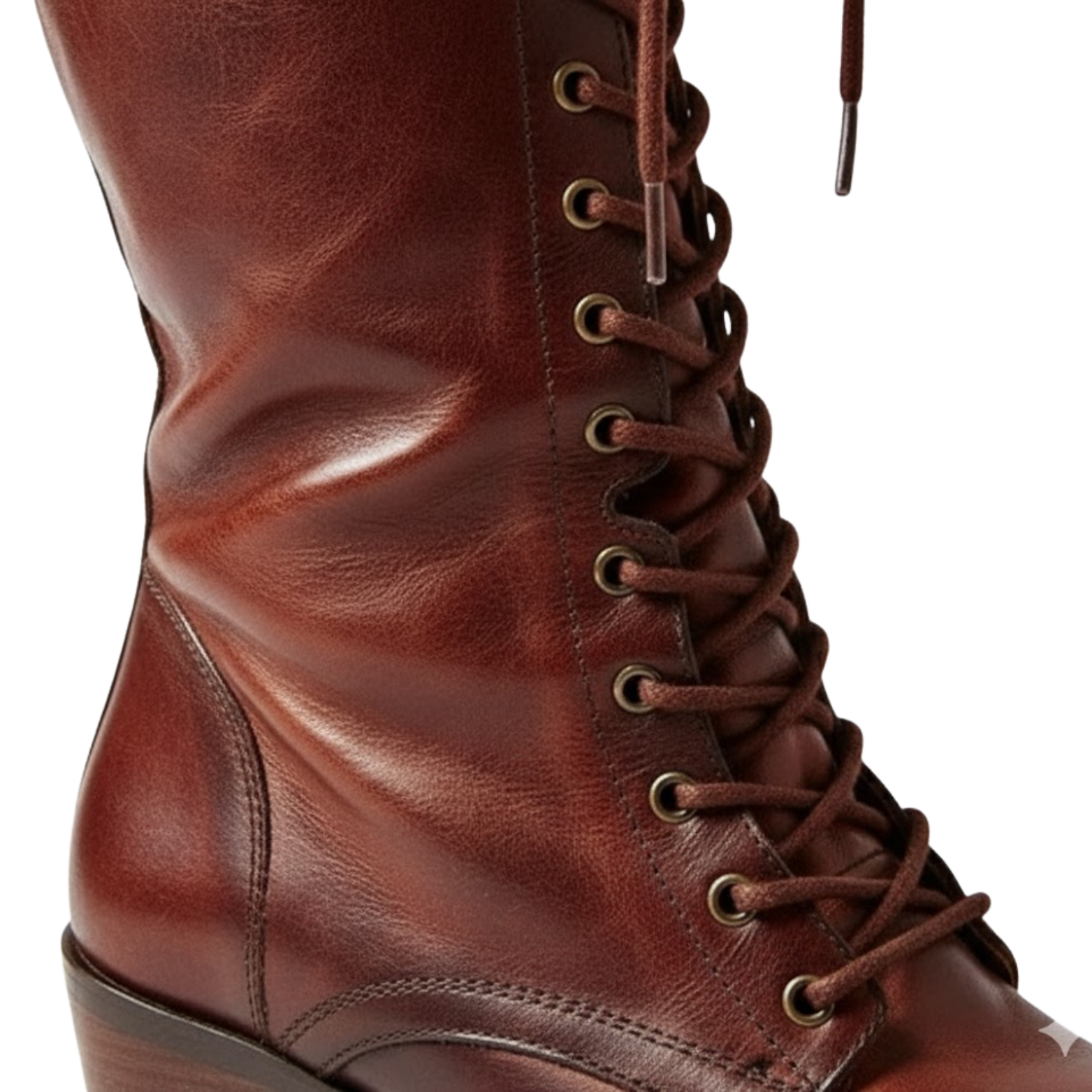 Women's high lace-up boots in aged leather with square heel and soft lining