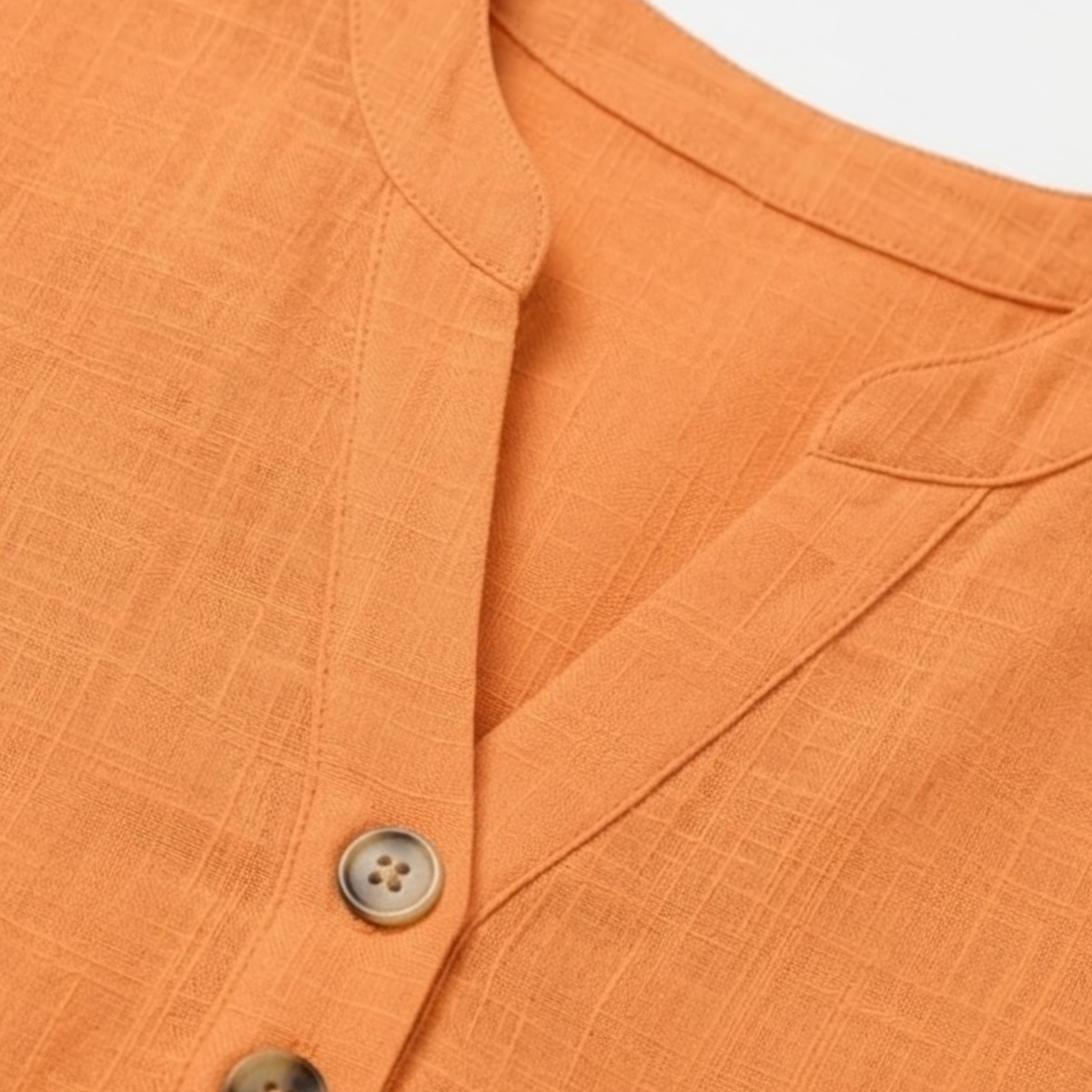 Cotton and Linen V-Neck Short Sleeve Blouse for Women