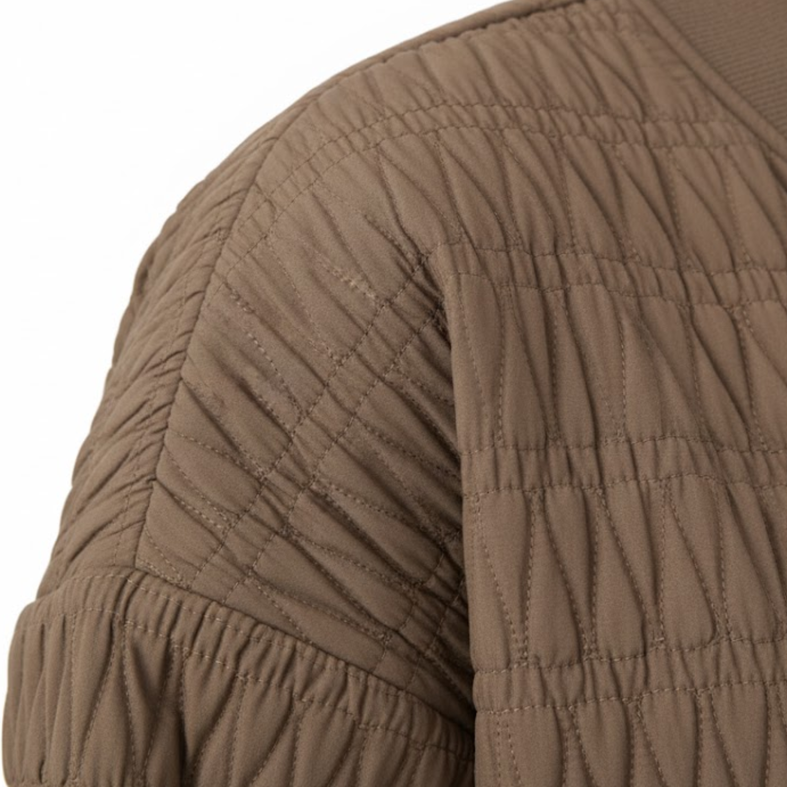Quilted bomber jacket with stand-up collar and embossed texture