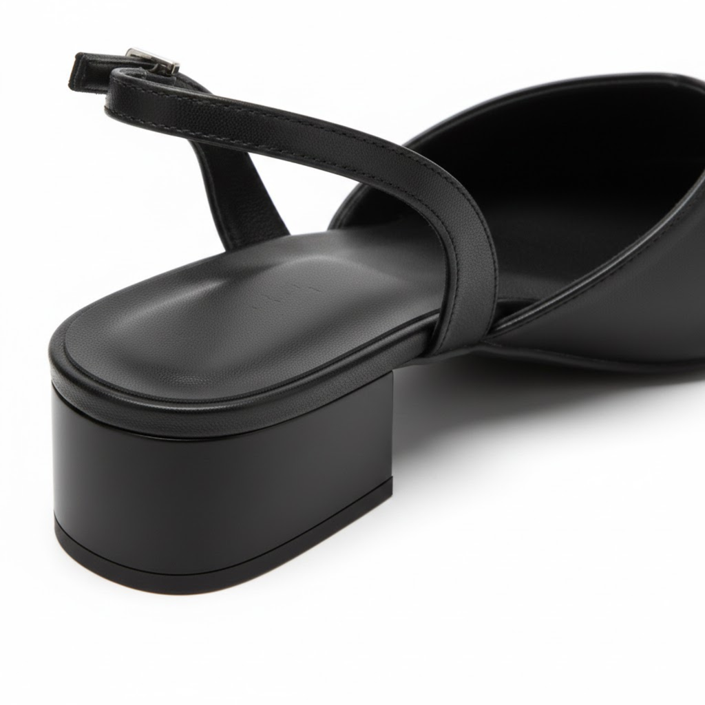 Slingback high heels for women with pointed toe and medium block heel for the office