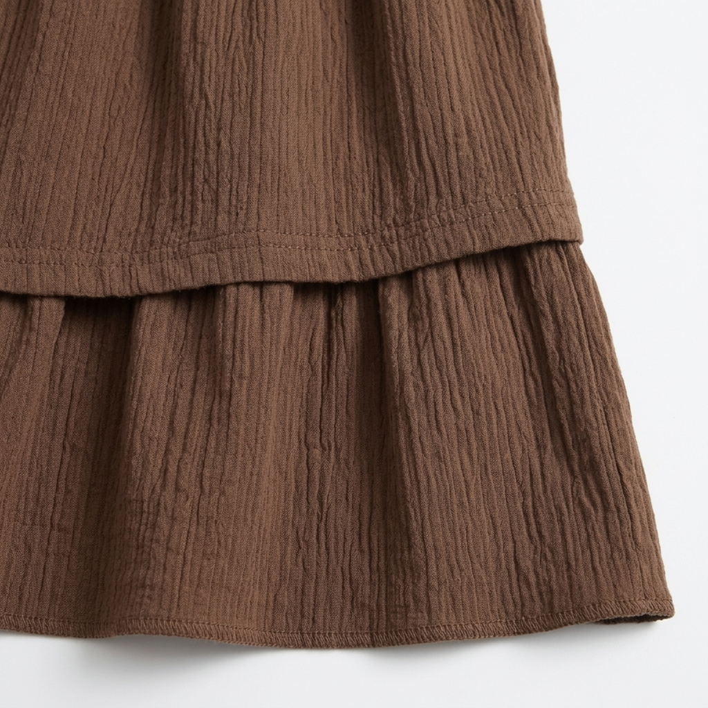 Plus size long skirt for women with panels and drawstring