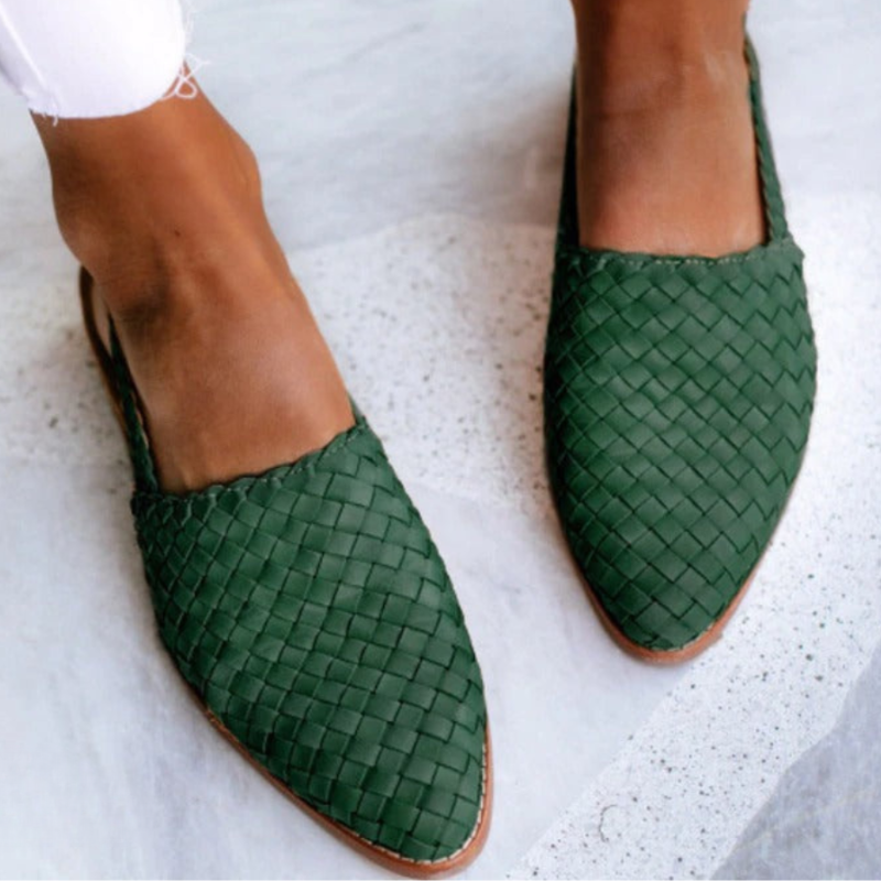 Woven open-toe women's sandals - flat buckle sandals - everyday use
