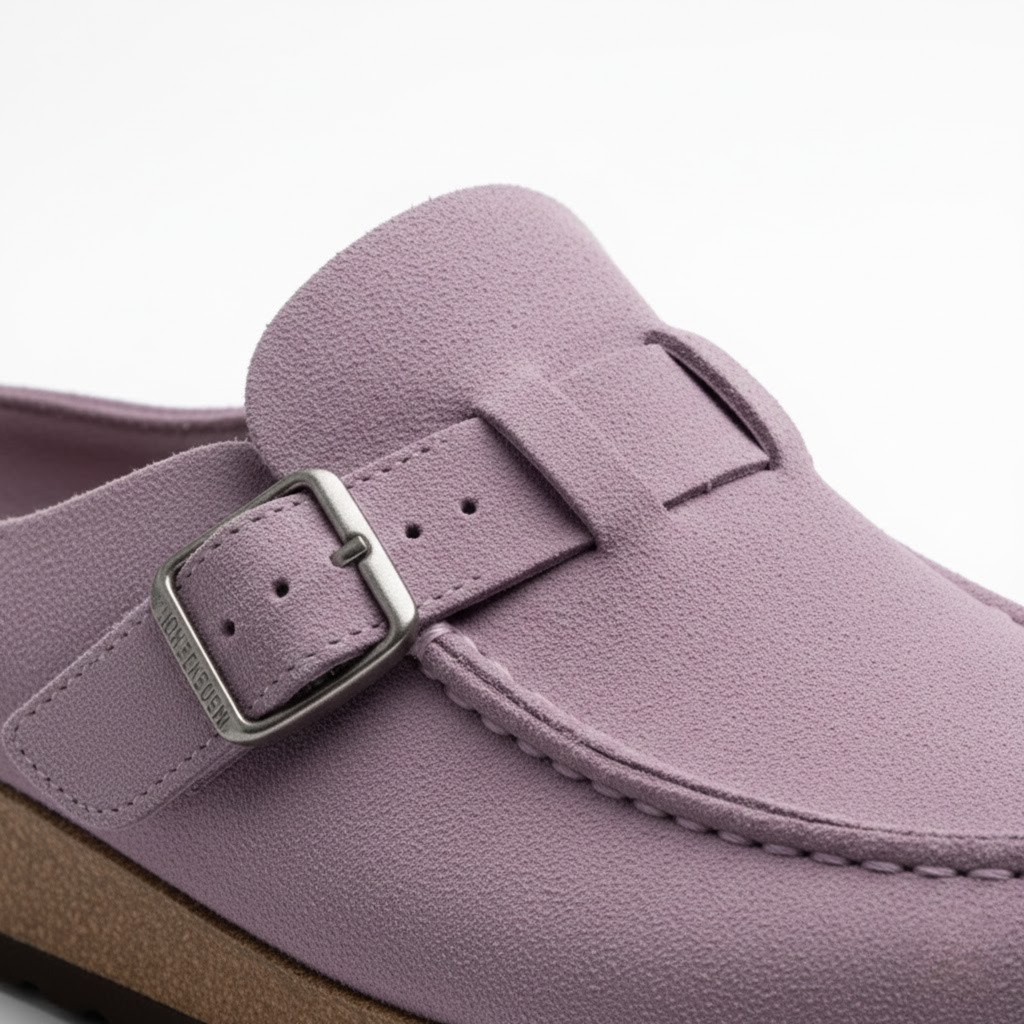 Microfiber Clogs for Women with Adjustable Buckle and Rubber Sole
