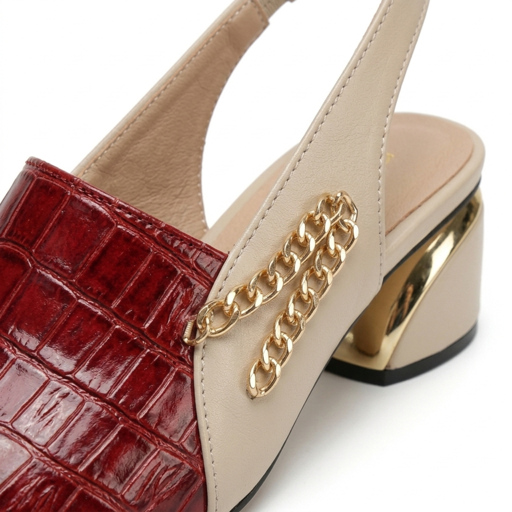 Women's slingback sandals — block heel and open toe — office