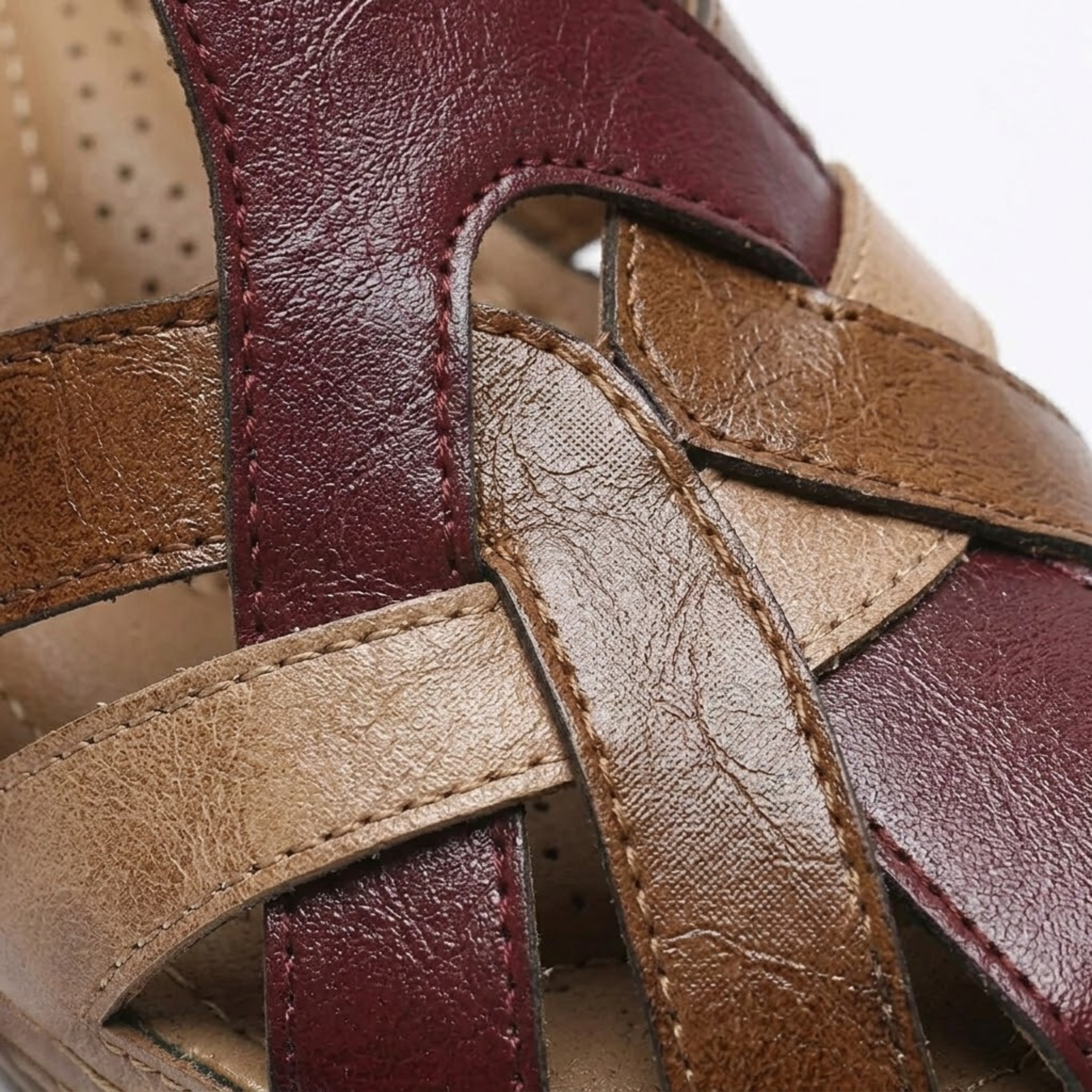 Closed-Toe PU Leather Gladiator Sandals for Women with Low Wedge Sole
