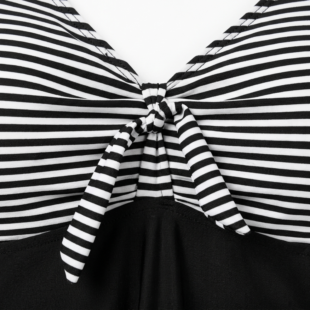 Plus Size Women's Tankini Swimsuit with Fitted Striped Top