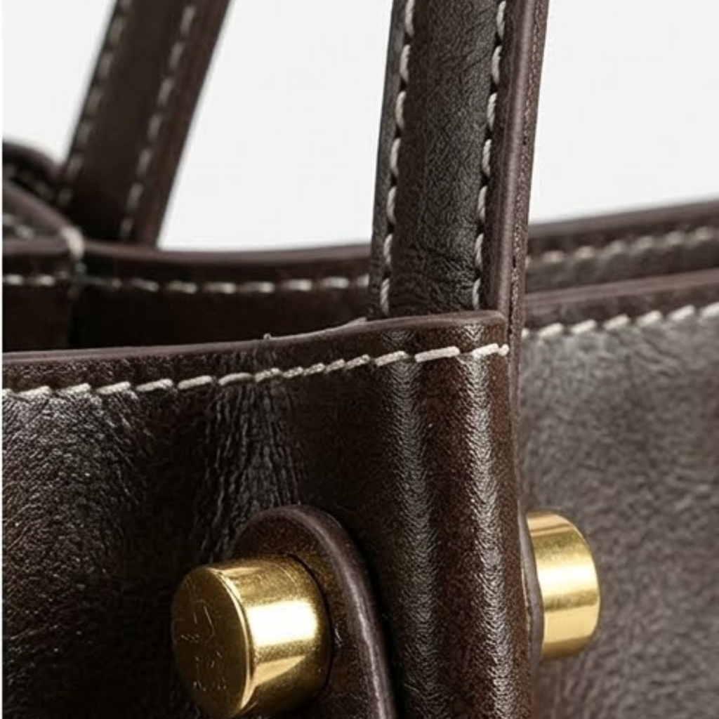Vegan Leather Tote Bag with Zipper and Shoulder Strap for Women