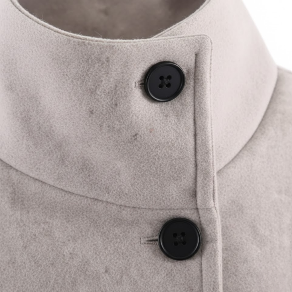 Short jacket for women with a high collar and single-button closure, casual fit