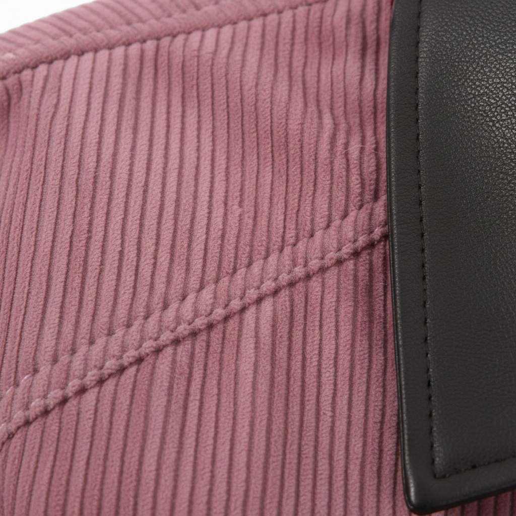 Short Corduroy Jacket with Contrasting Collar and Zipper Closure for Women