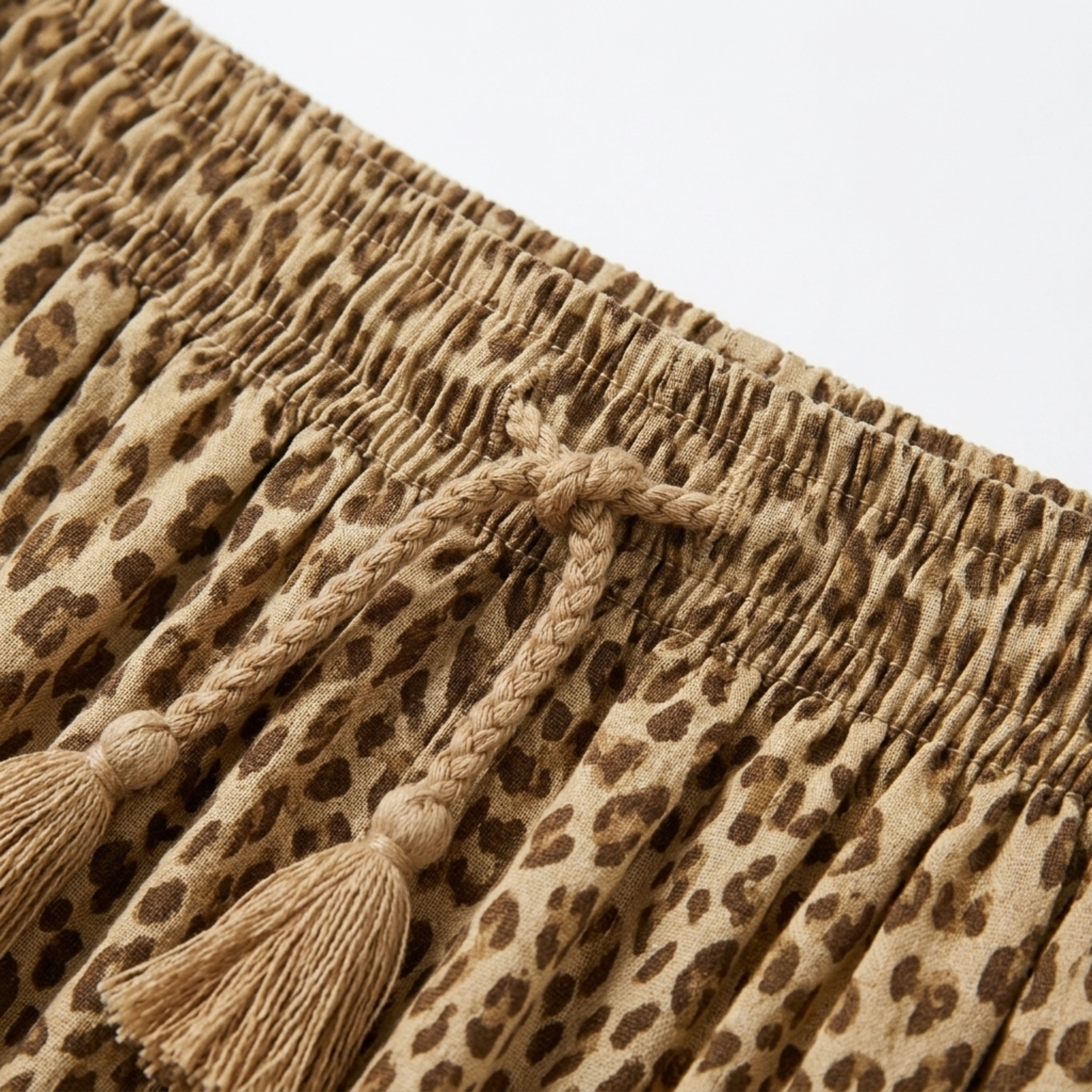 Long cotton maxi skirt — leopard print with ruffles — summer vacation