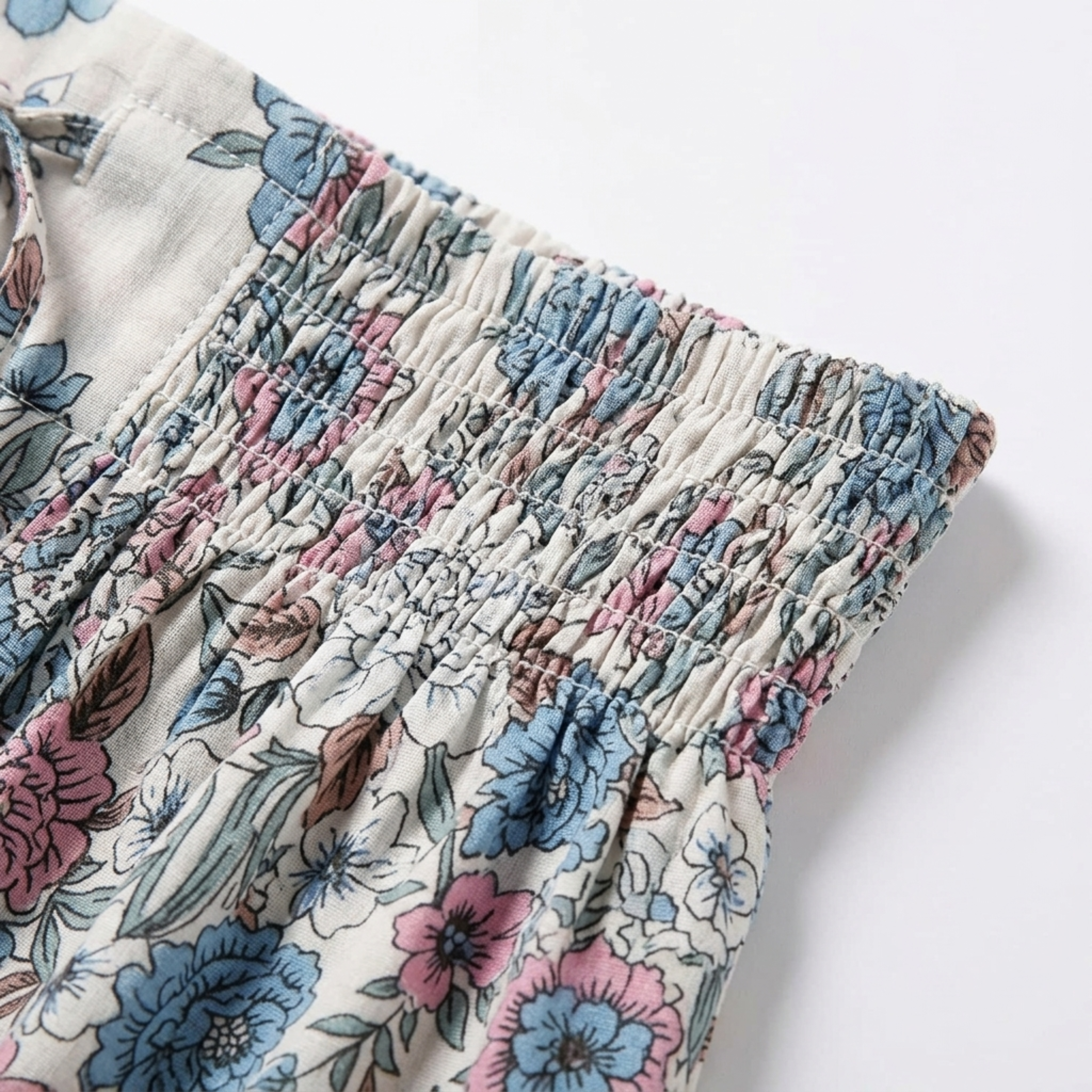 Long floral maxi skirt — high waist with lacing — summer vacation