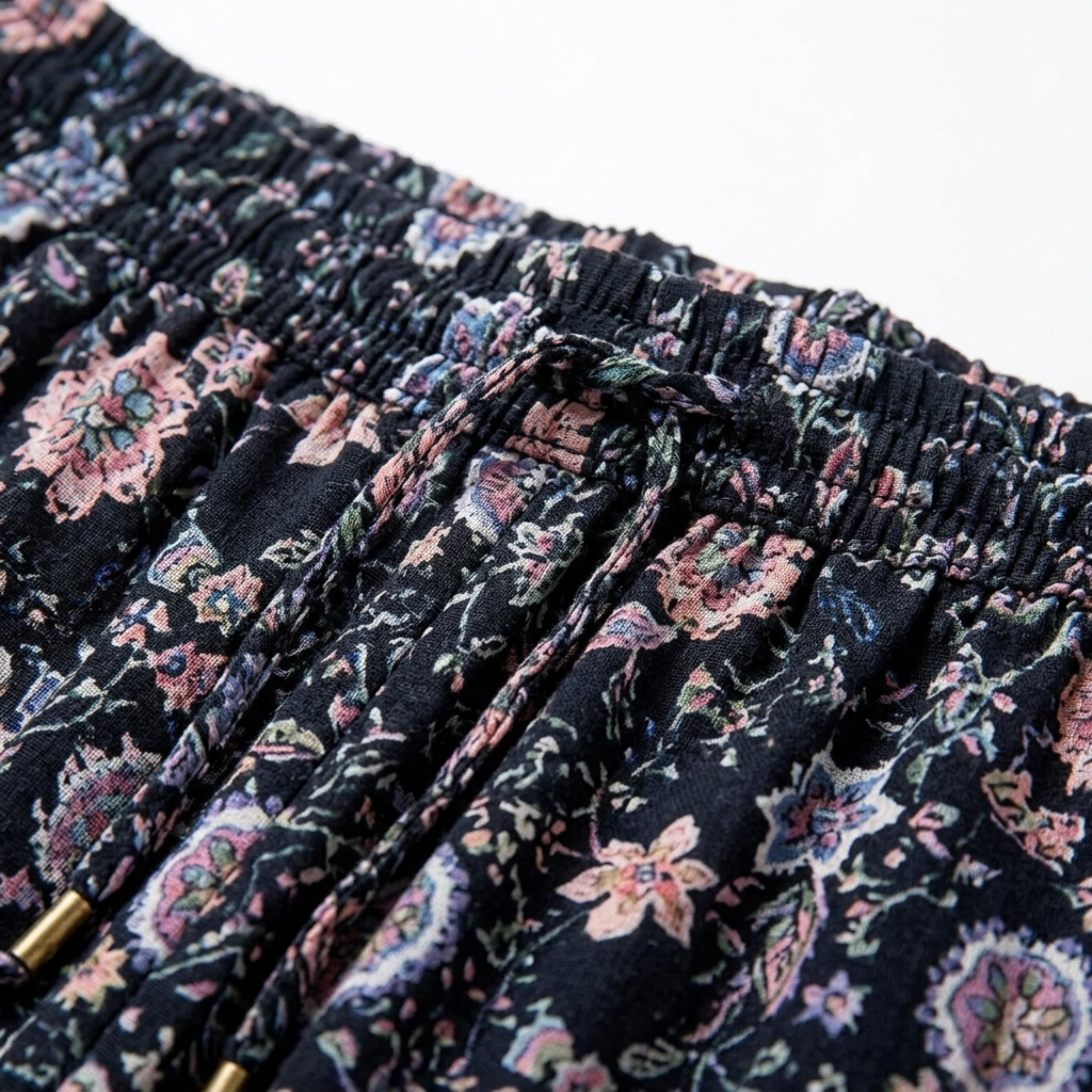 Long Floral Maxi Skirt — High Waist with Drawstrings — Beach Outfit