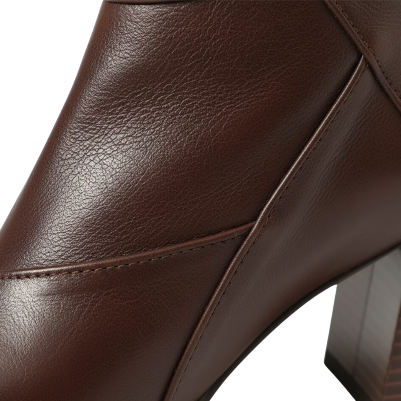 Women's soft leather ankle boots with thick square heel and side zipper
