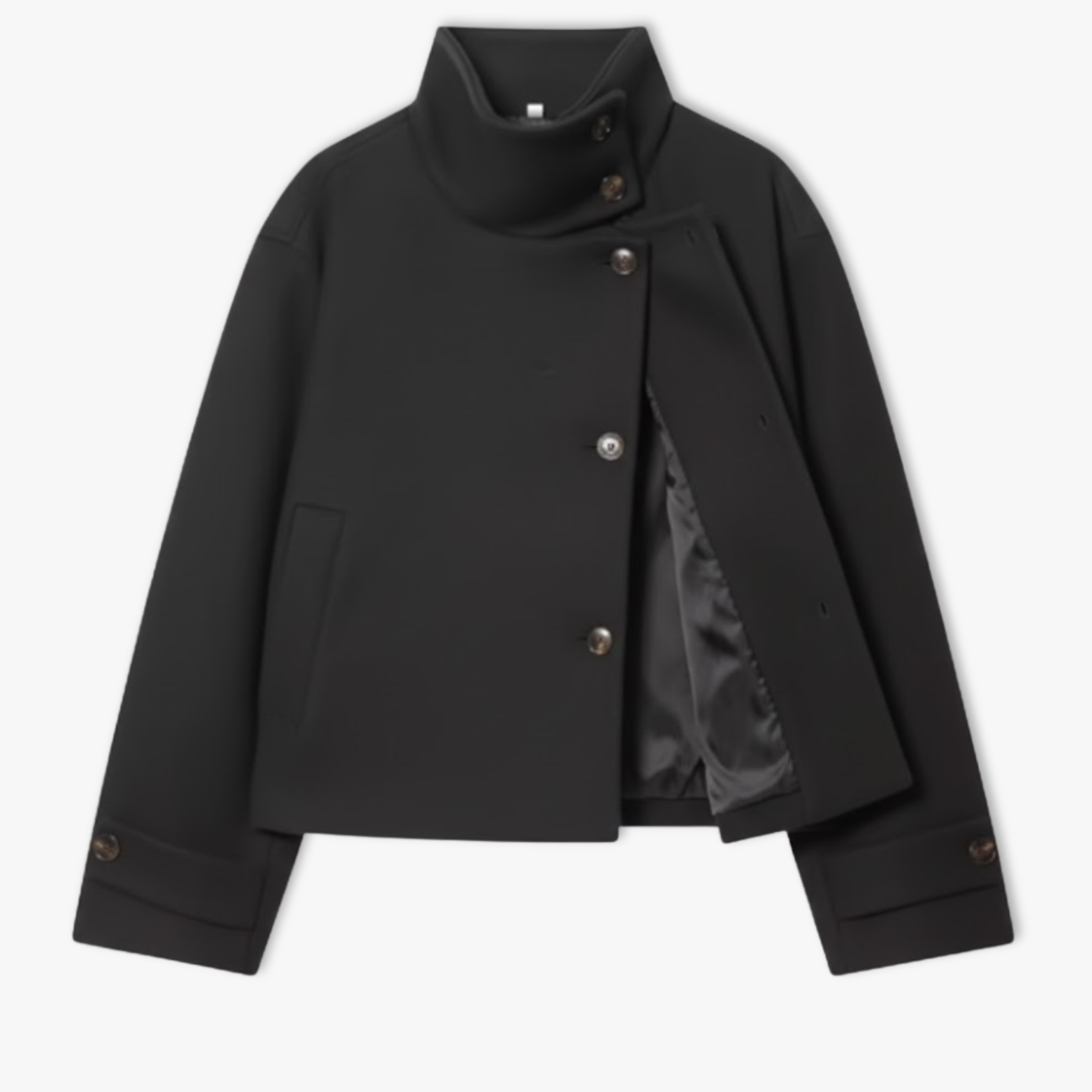 Loose and Casual Women's Coat with Long Sleeves, Buckle, and Stand-up Collar