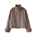 Elegant Women's Wool Jacket with Stand-up Collar