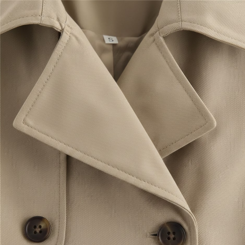 Short trench coat for women with double-breasted vintage and elegant style