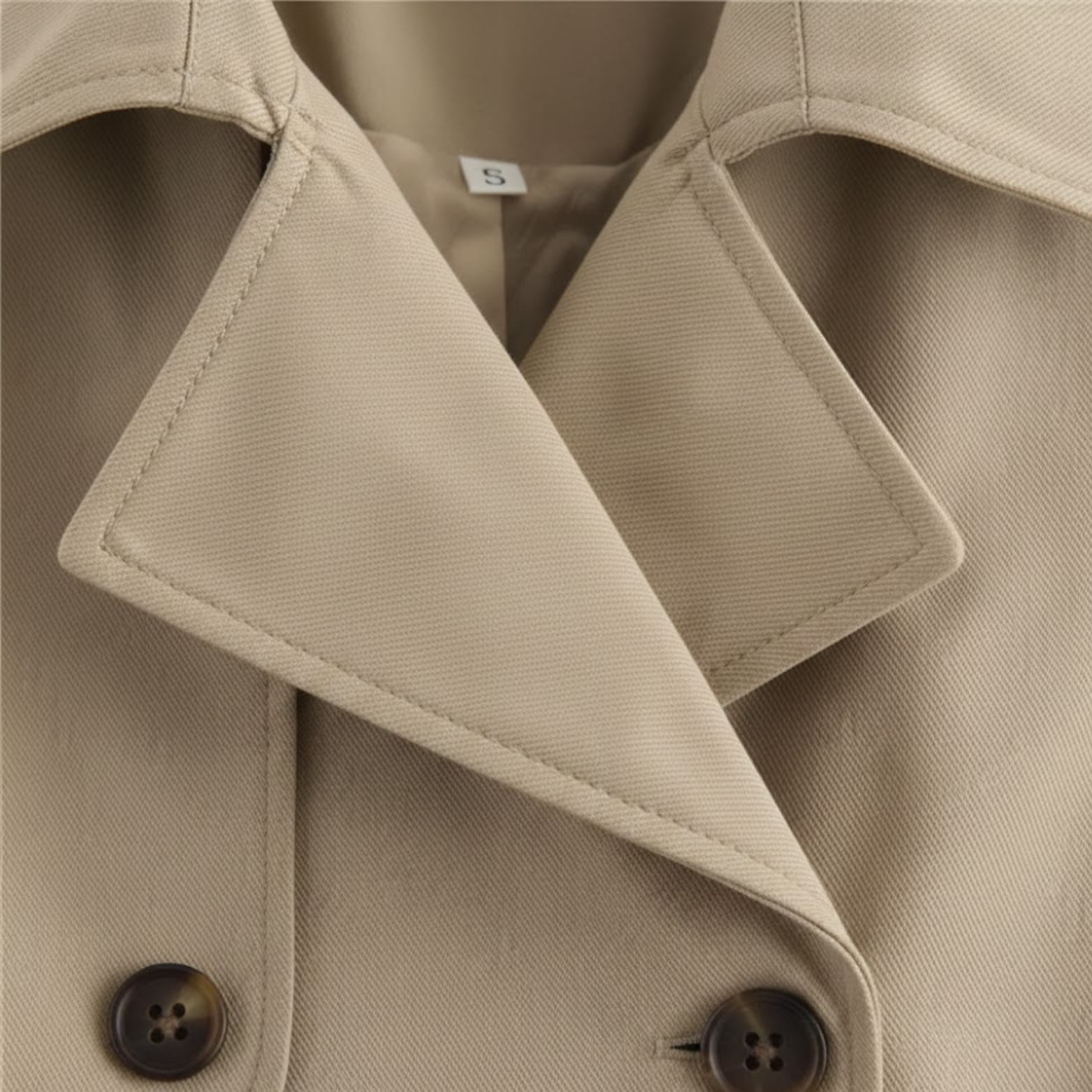 Short trench coat for women with double-breasted vintage and elegant style