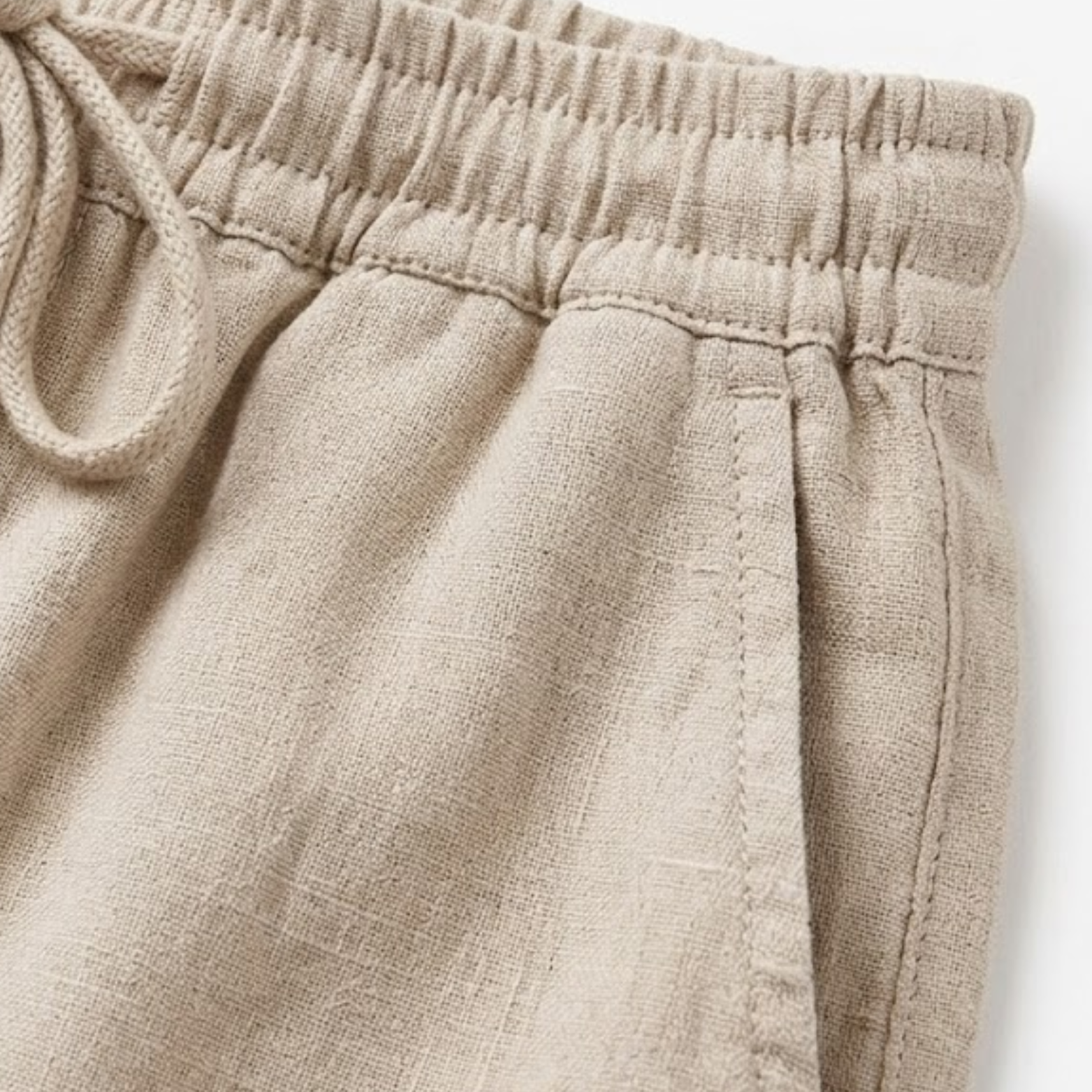 Cotton and Linen Shorts with Elastic Waist and Pockets for Women