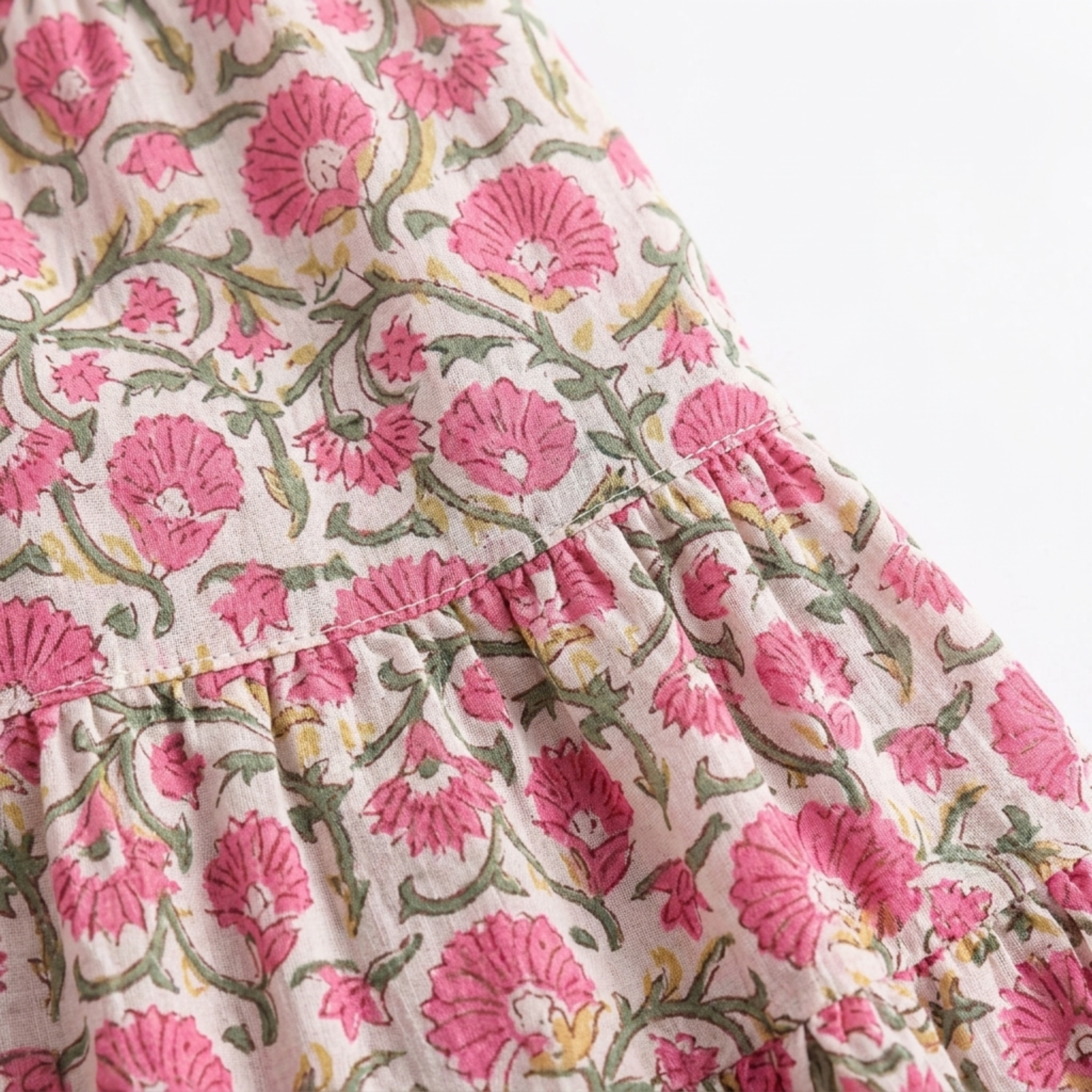 Long floral maxi skirt — high-waisted flared — summer vacation