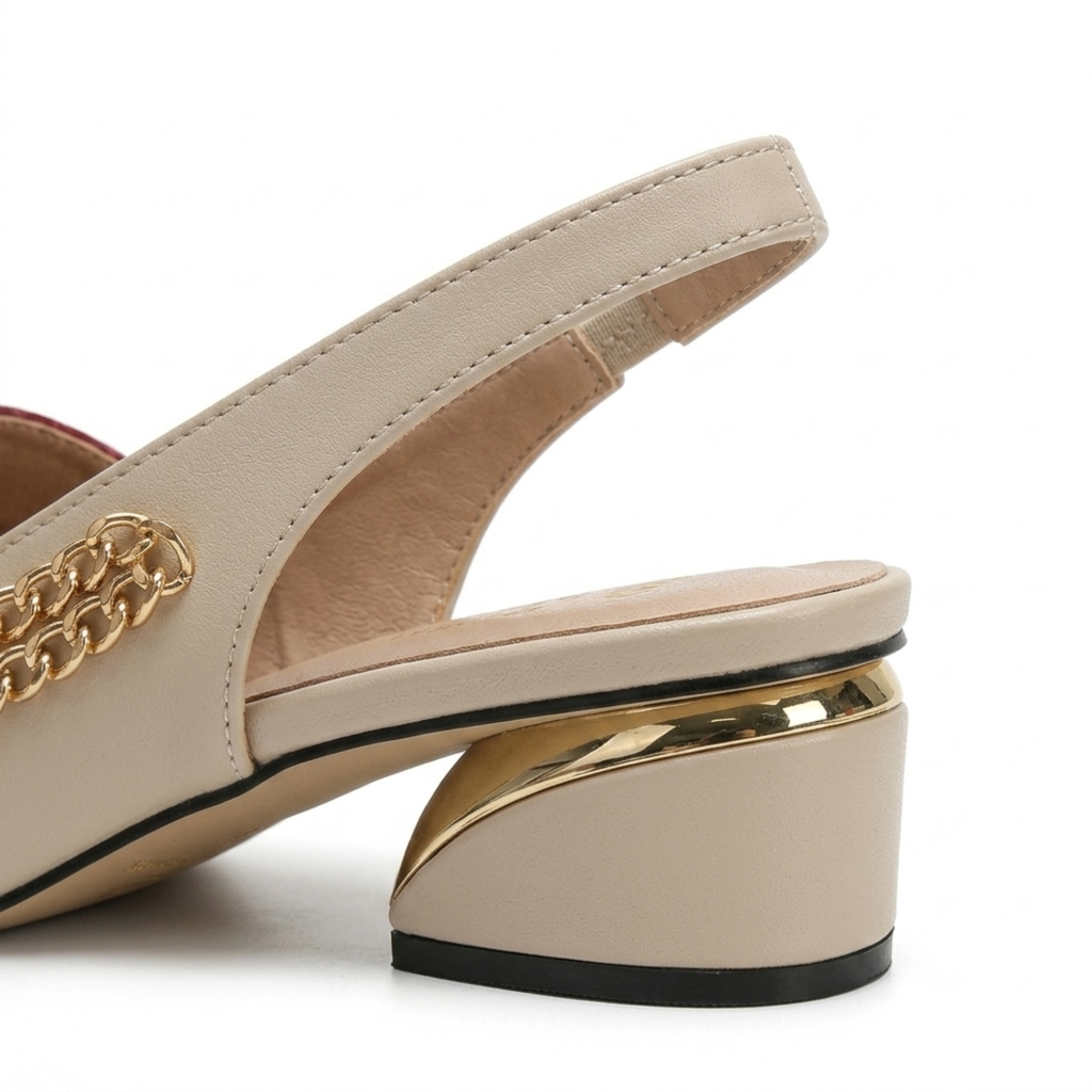 Women's slingback sandals — block heel and open toe — office
