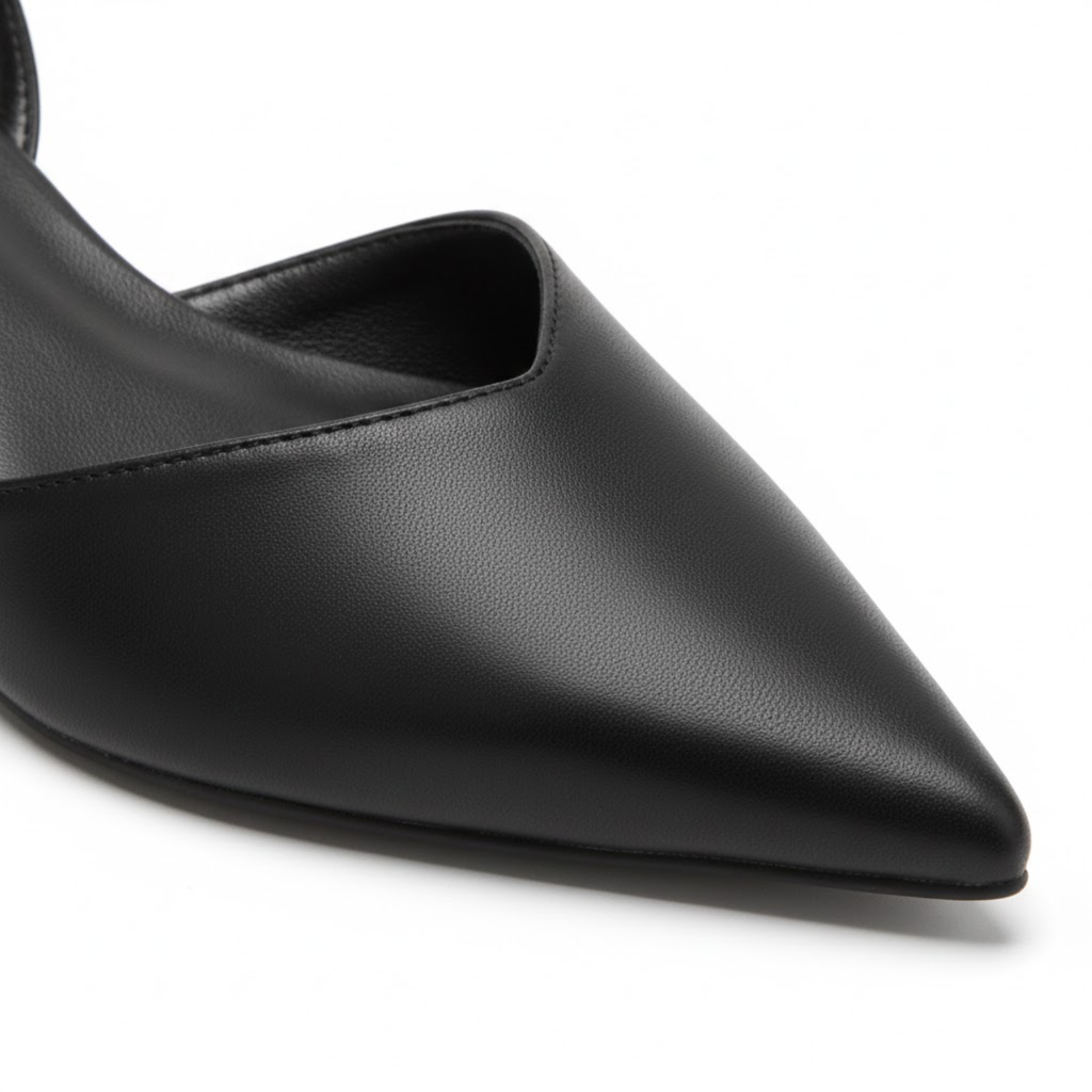 Slingback high heels for women with pointed toe and medium block heel for the office