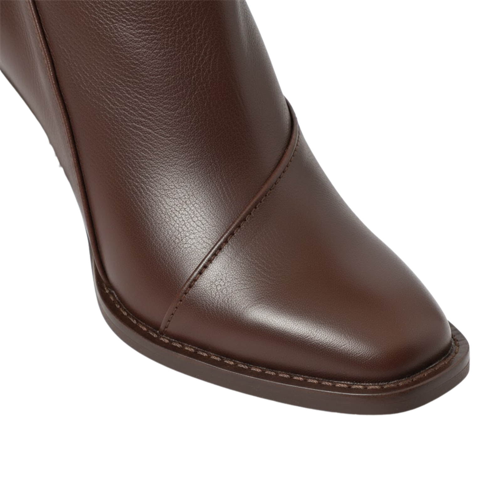 Women's soft leather ankle boots with thick square heel and side zipper