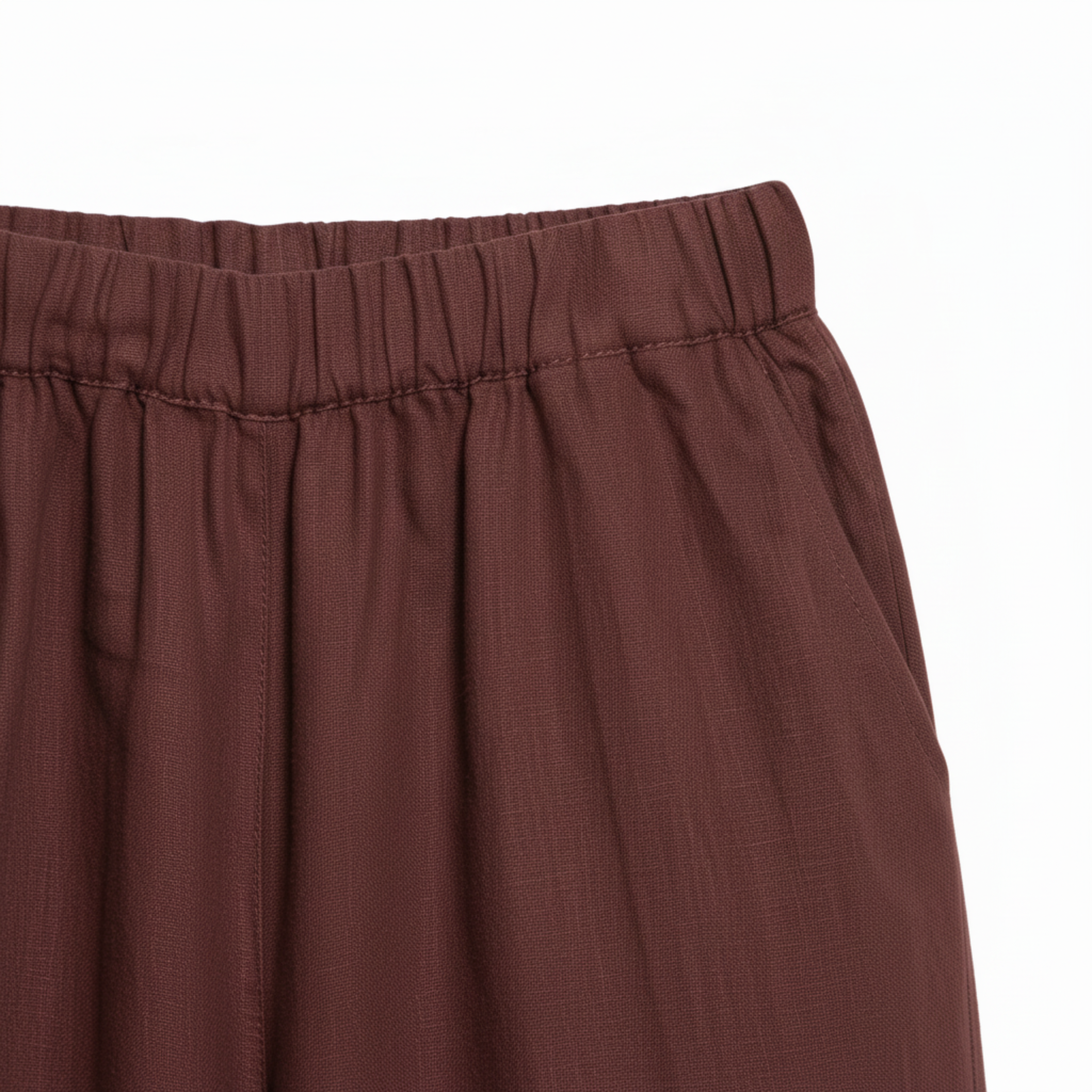Women's Wide-Leg Linen Pants with Elastic Waist and Short Cut