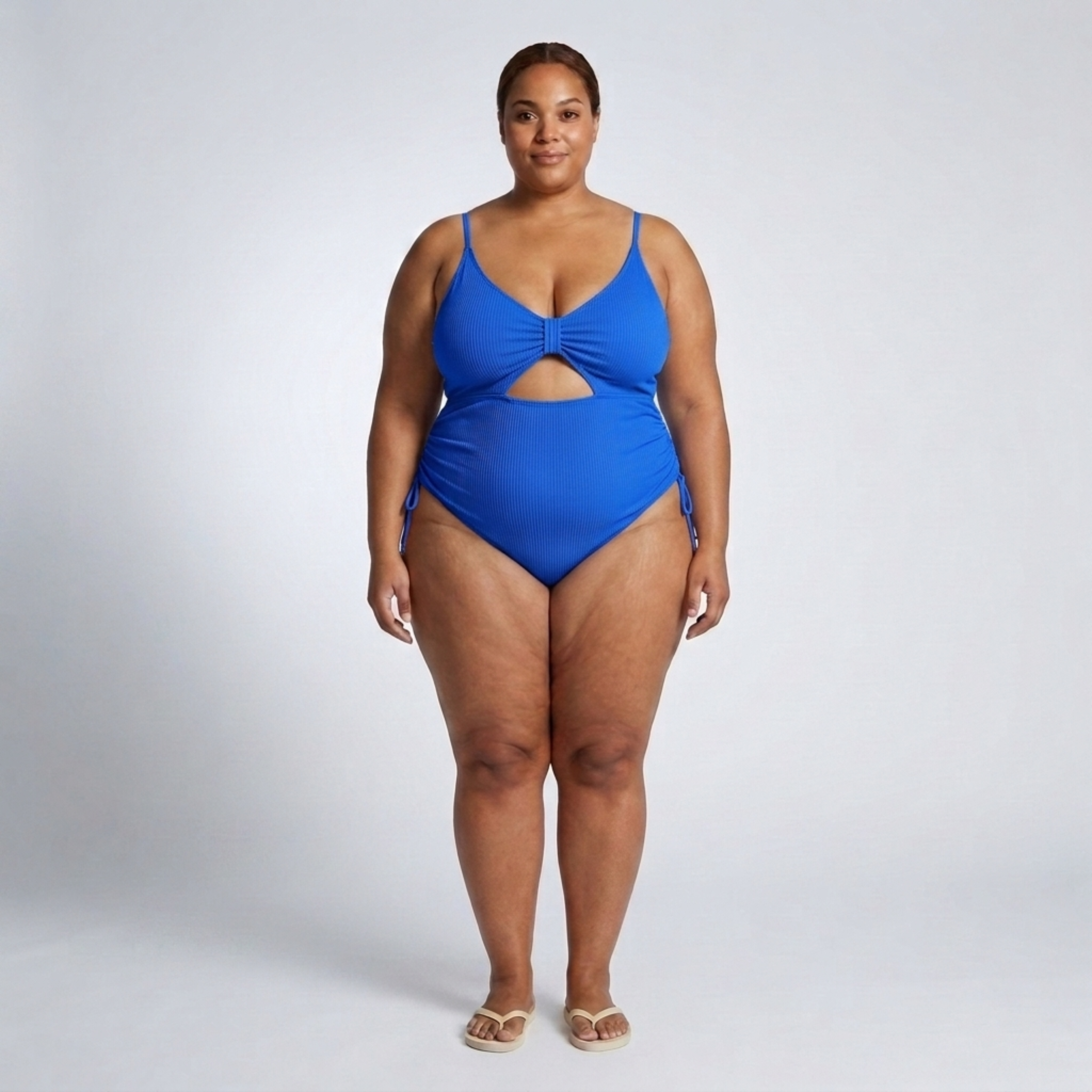 Plus Size One-Piece Swimsuit for Women with Cutout and Ruching
