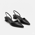 Slingback high heels for women with pointed toe and medium block heel for the office