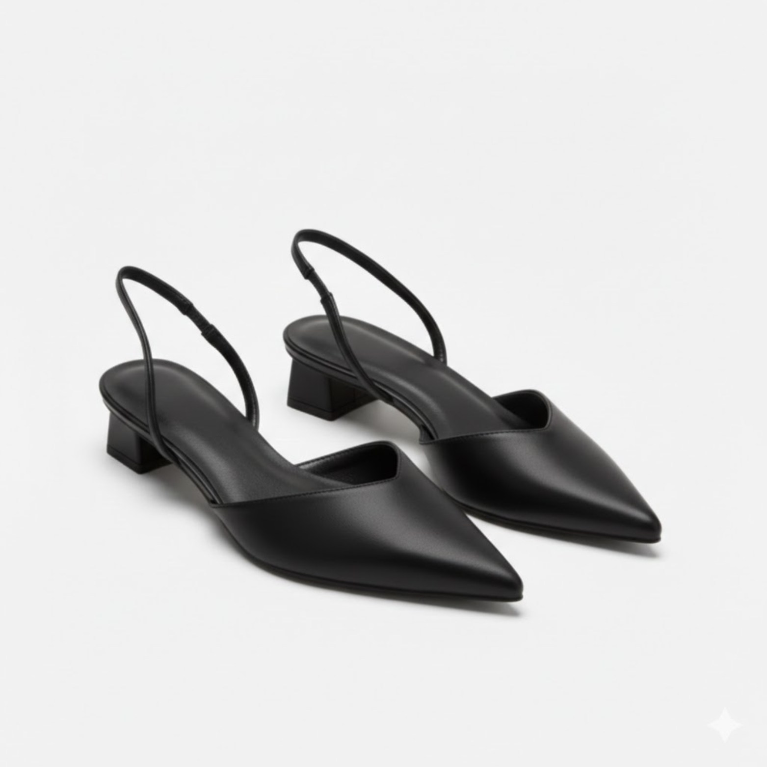 Slingback high heels for women with pointed toe and medium block heel for the office